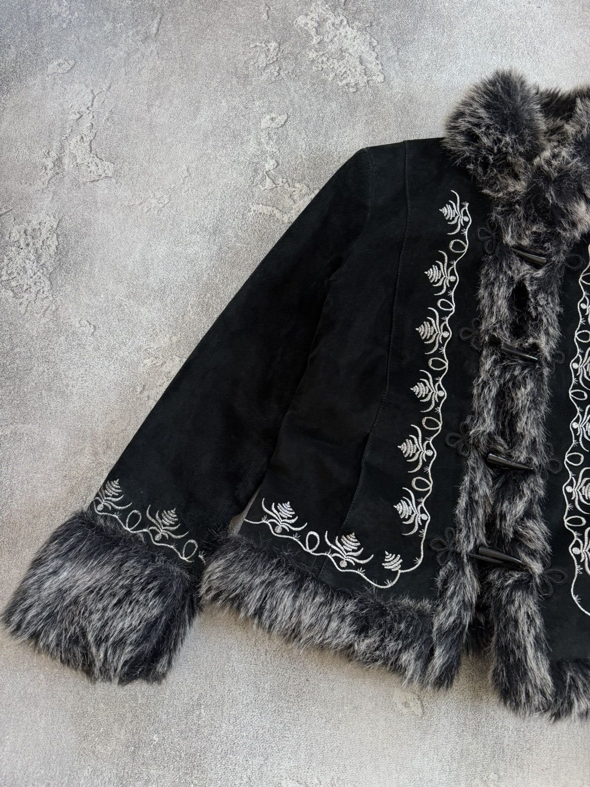 Miss Sixty Heine suede retro fur faux jacket coat black if six was nine Size XL / US 12-14 / IT 48-50 - 10 Thumbnail