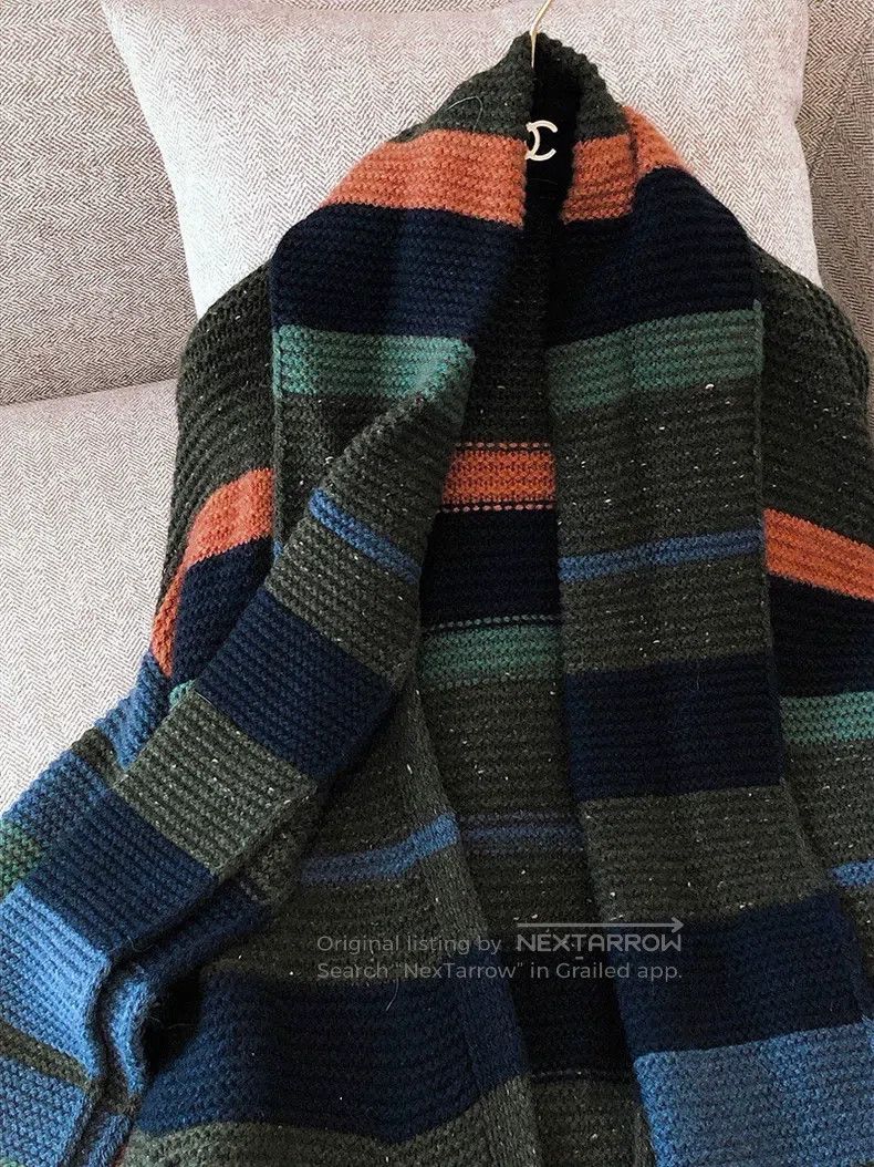 Loro Piana Loro Piana Colorful wide stripe long knitted coat with sca Size S / US 4 / IT 40 - 4 Thumbnail