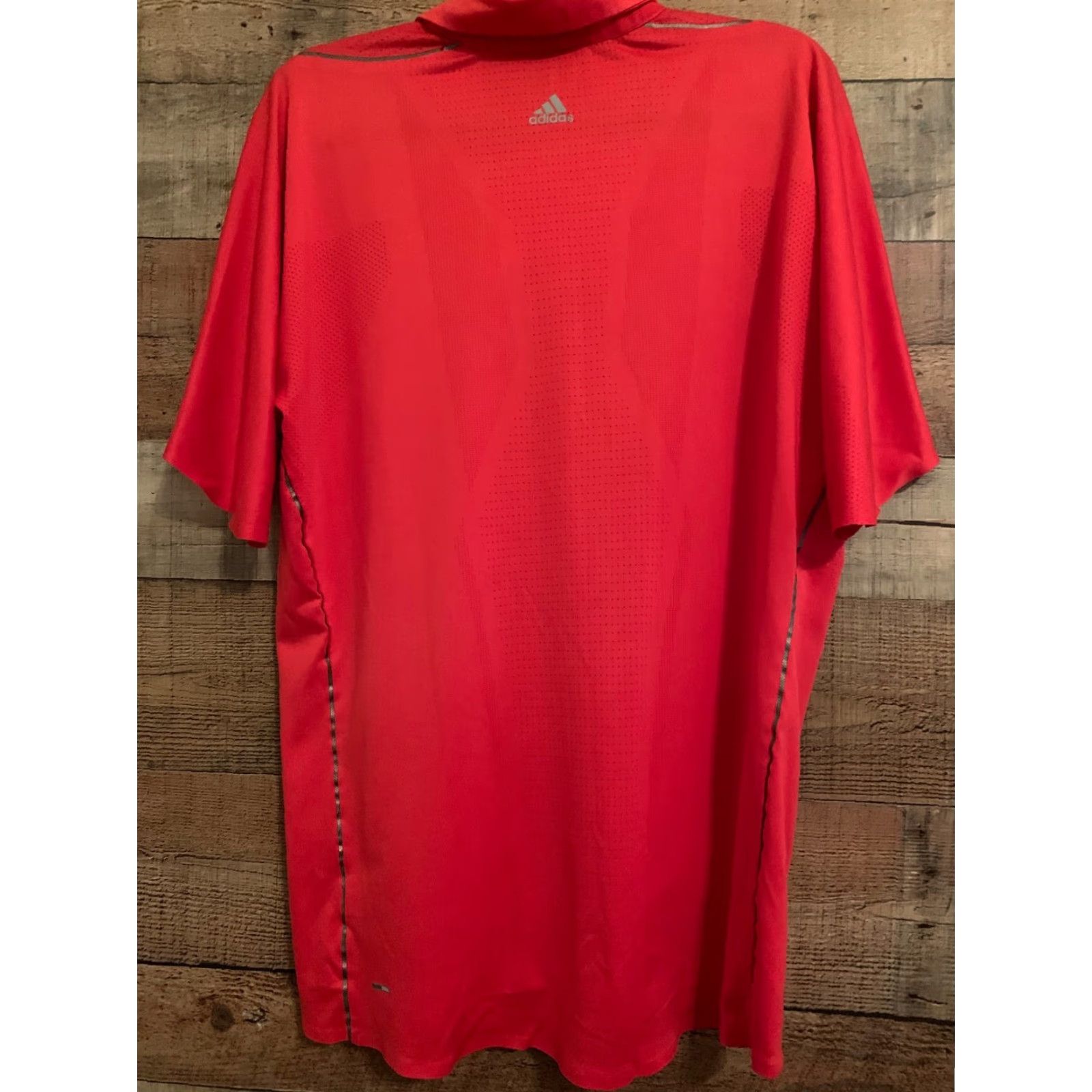 Adidas Adidas AdiPure Mens Polo Shirt Red Short Sleeve Quarter zip Large Polo Mens Red Short Sleeve Identity? Size US L / EU 52-54 / 3 - 3 Thumbnail