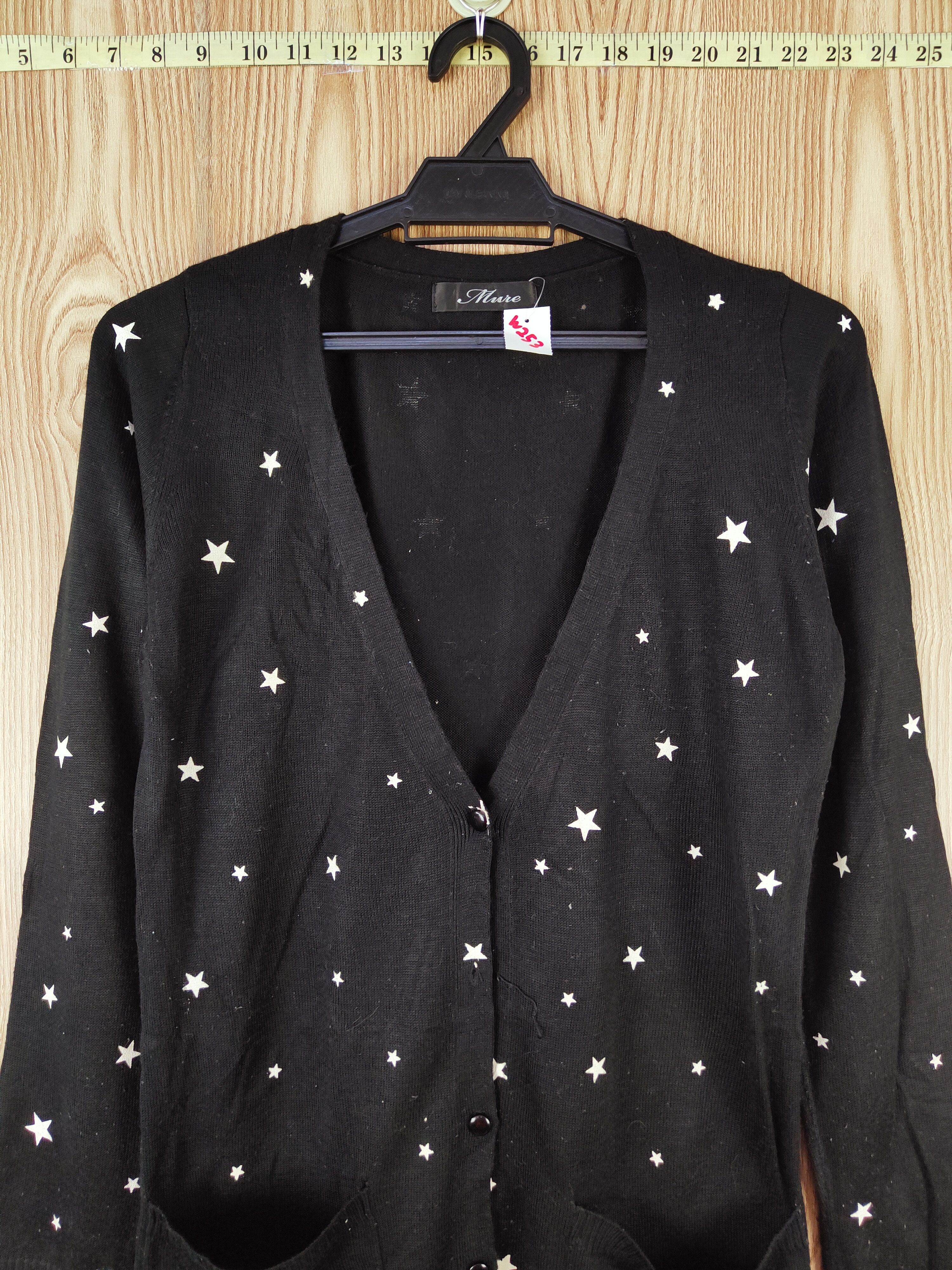 Japanese Brand × Vintage Mure Black Star Knitwear Cardigan #W253 Size M / US 6-8 / IT 42-44 - 3 Thumbnail