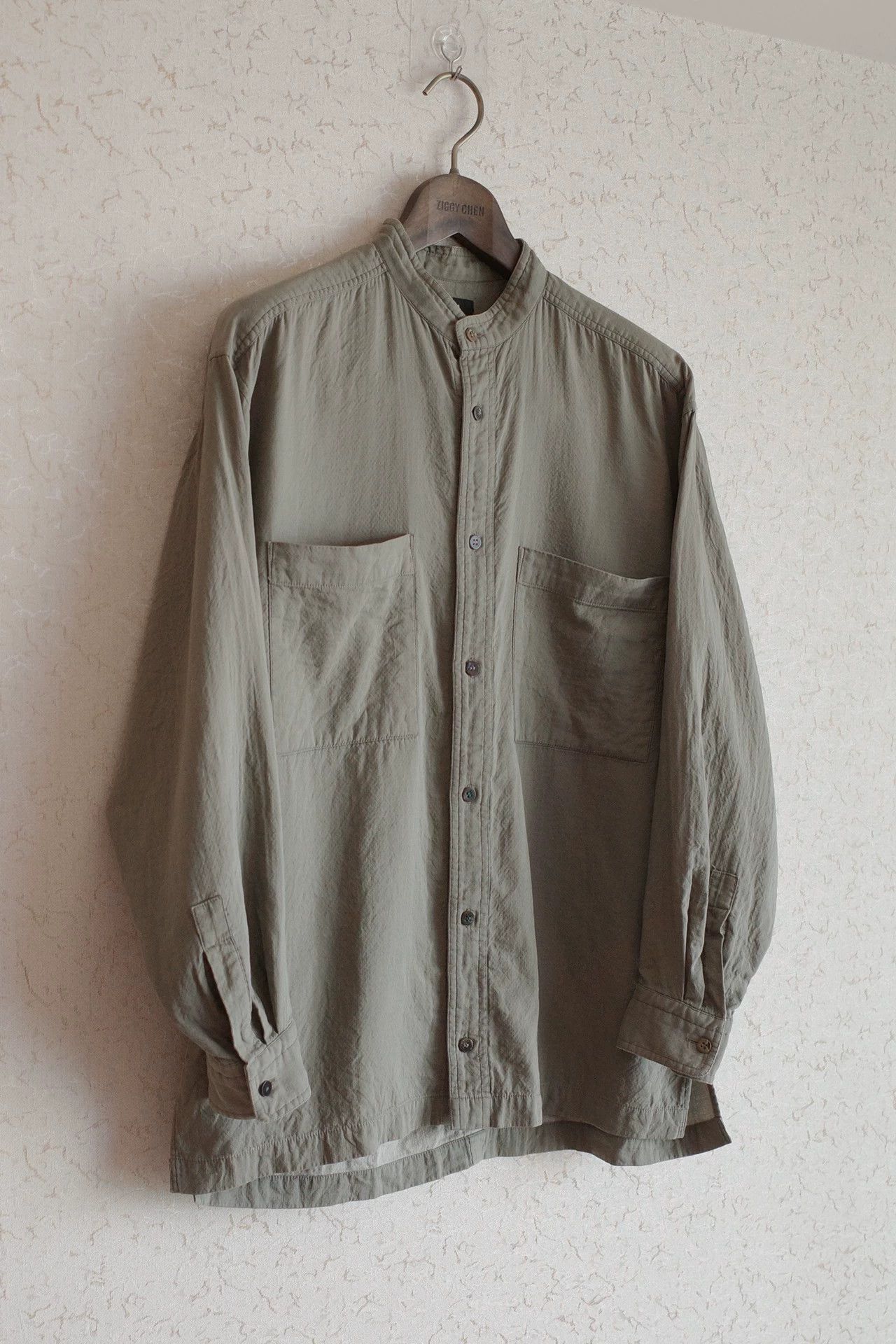 Issey Miyake Issey Miyake 90s Slate Green Collarless Shirt Size US S / EU 44-46 / 1 - 2 Thumbnail