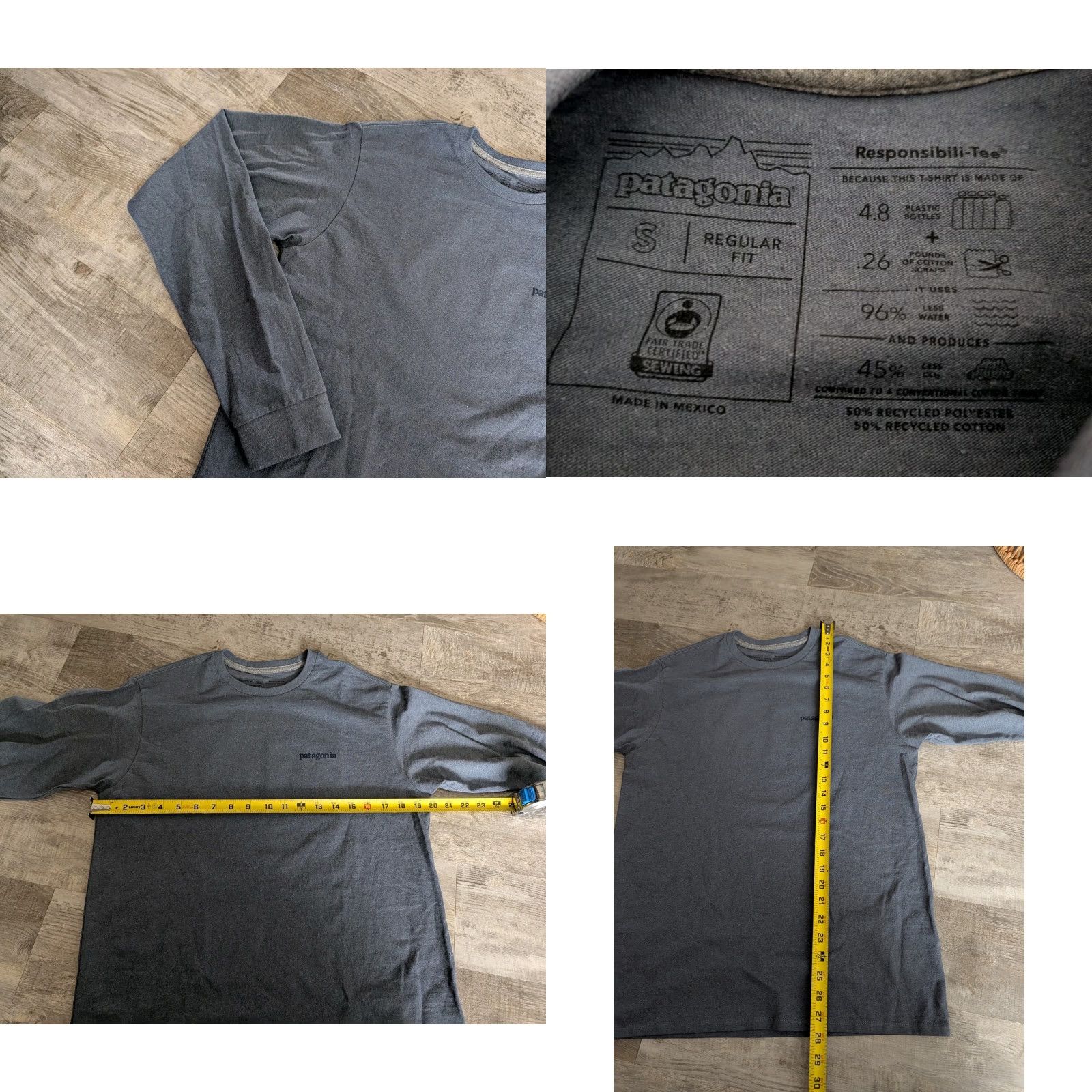 Patagonia Patagonia Gray Long Sleeve Line Logo Ridge Responsibili-Tee Men's Size Small EUC Size US S / EU 44-46 / 1 - 8 Thumbnail
