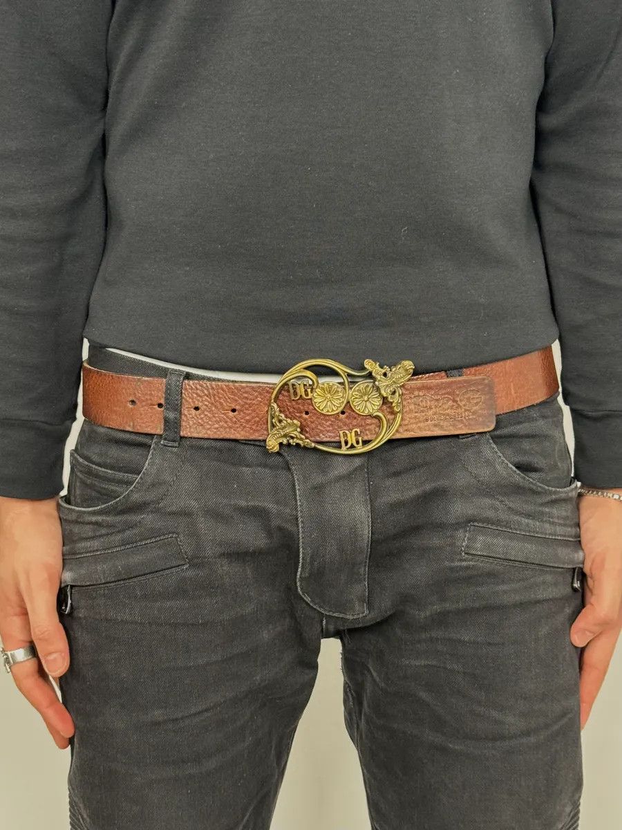 Dolce & Gabbana 2000s Dolce & Gabbana Antique Brown Leather Belt Size ONE SIZE - 1 Thumbnail