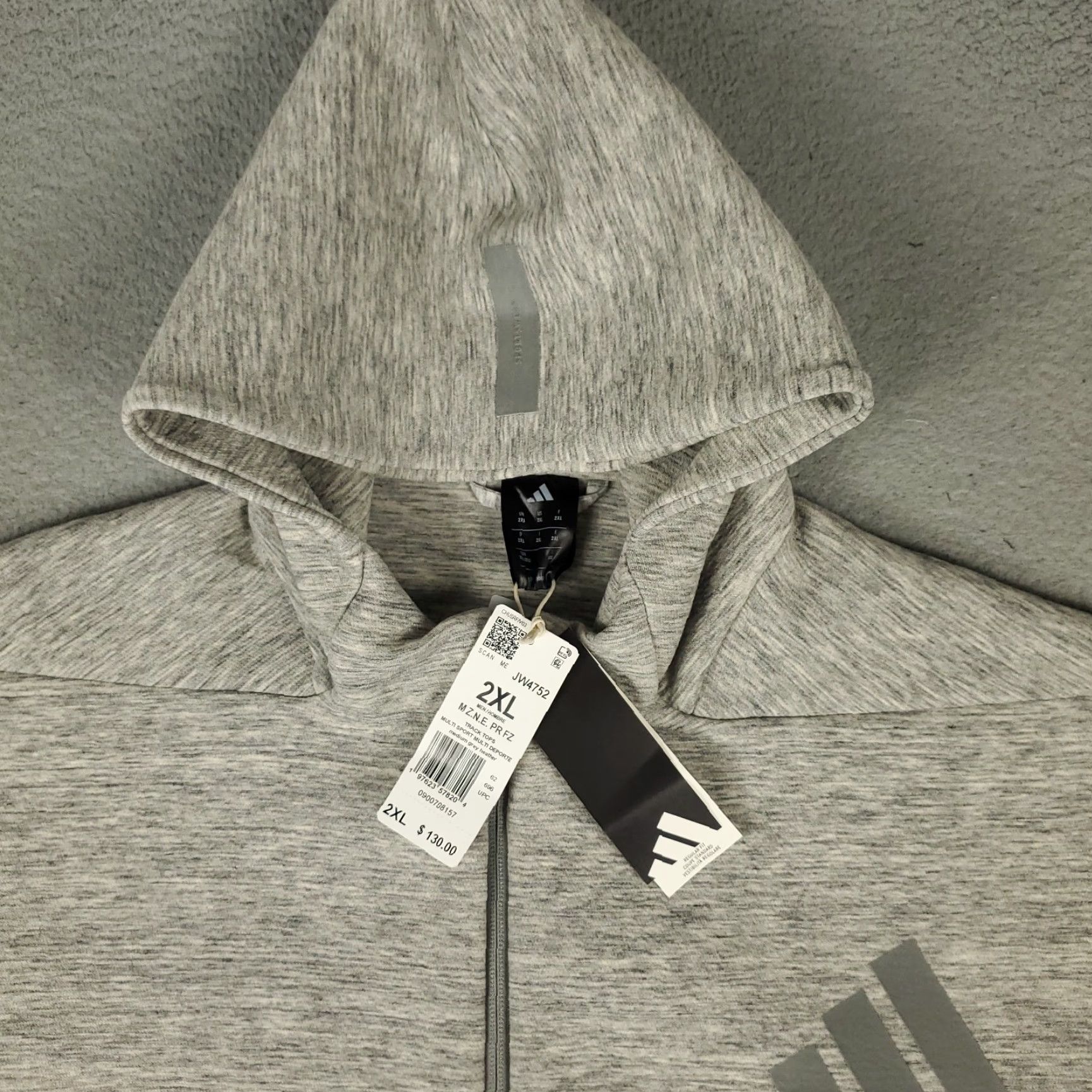 Adidas Adidas Hoodie Mens Size 2XL Gray Full Zip Up Sweatshirt Sweatshirt Size US XXL / EU 58 / 5 - 2 Thumbnail