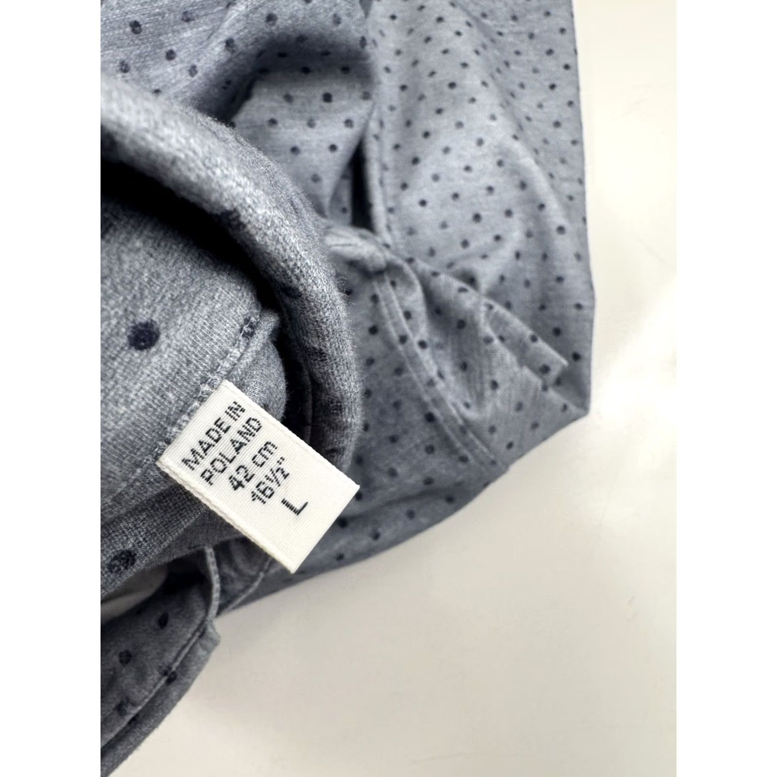 Vintage EMANUEL BERG Shirt Mens L Gray / Blue Polka Dot Soft Cotton Blend Stretch Button-Up Long Sleeve SMALL FLAW Size US L / EU 52-54 / 3 - 5 Thumbnail