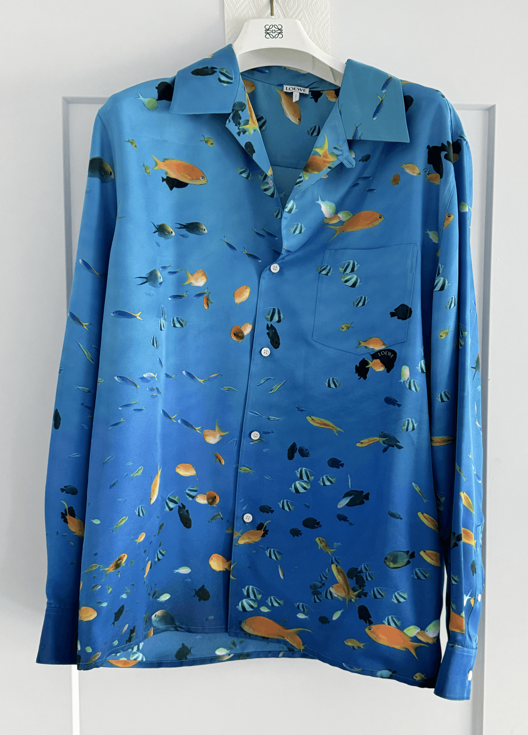 Loewe Turquoise 100% Silk Aquarium Print Shirt Size 39 Size US M / EU 48-50 / 2 - 5 Thumbnail