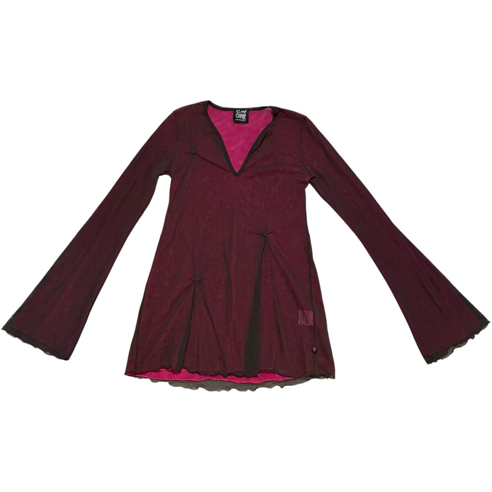 Cop Copine Cop Copine Layered Mesh Top Color Shift Black Pink Y2K Small Size S / US 4 / IT 40 - 2 Thumbnail