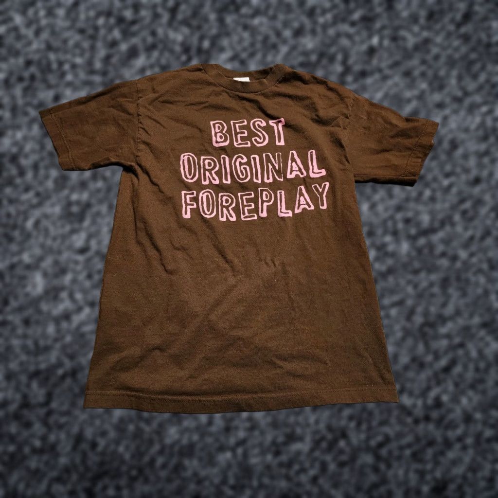 Vintage VINTAGE Alstyle Mens T-Shirt 90s Funny Foreplay Graphic Crew Neck Brown M Adult Medium Size US M / EU 48-50 / 2 - 1 Thumbnail