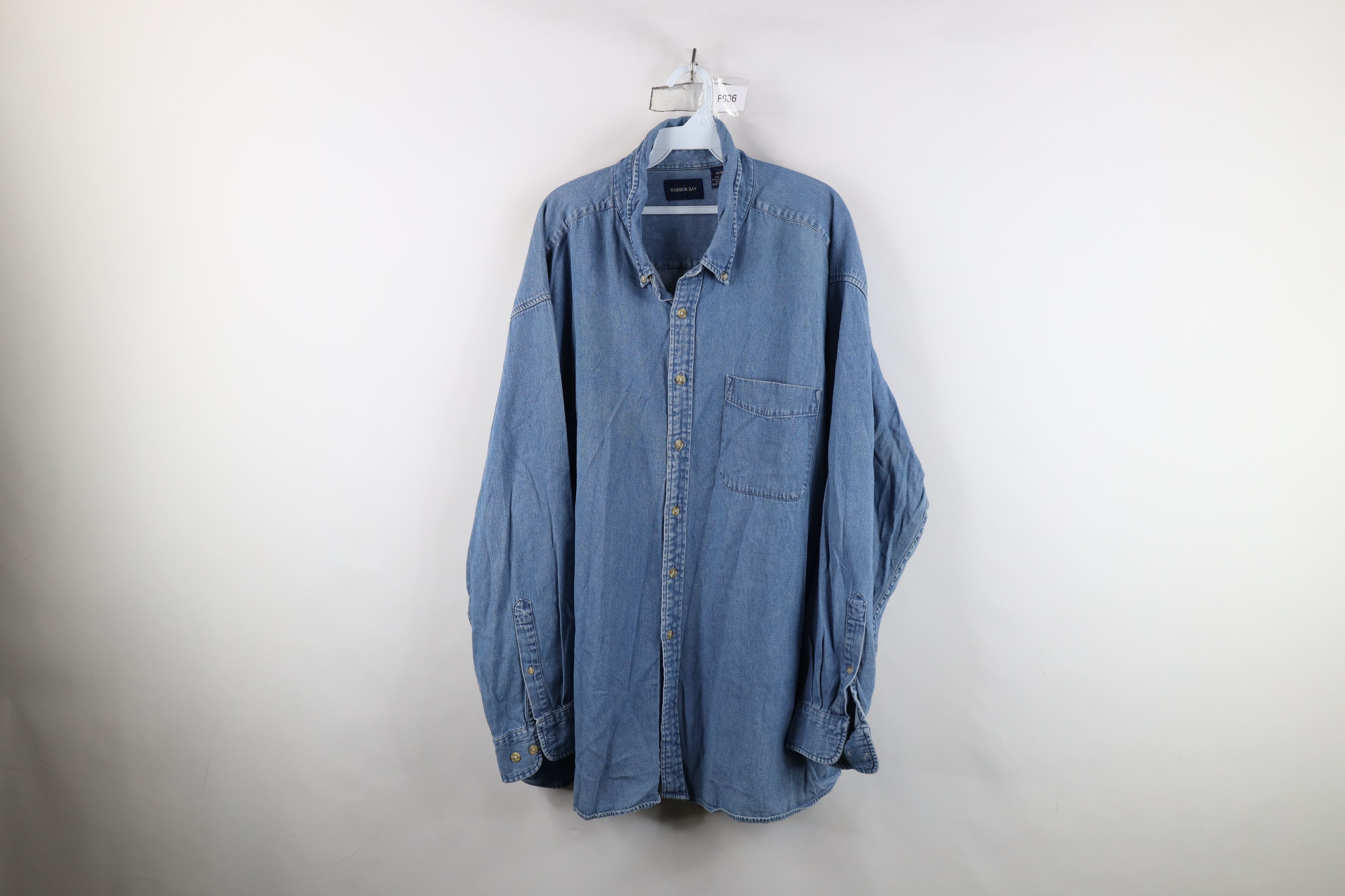 Vintage Vintage 90s Streetwear Denim Jean Collared Button Down Shirt Size US XXL / EU 58 / 5 - 1 Thumbnail