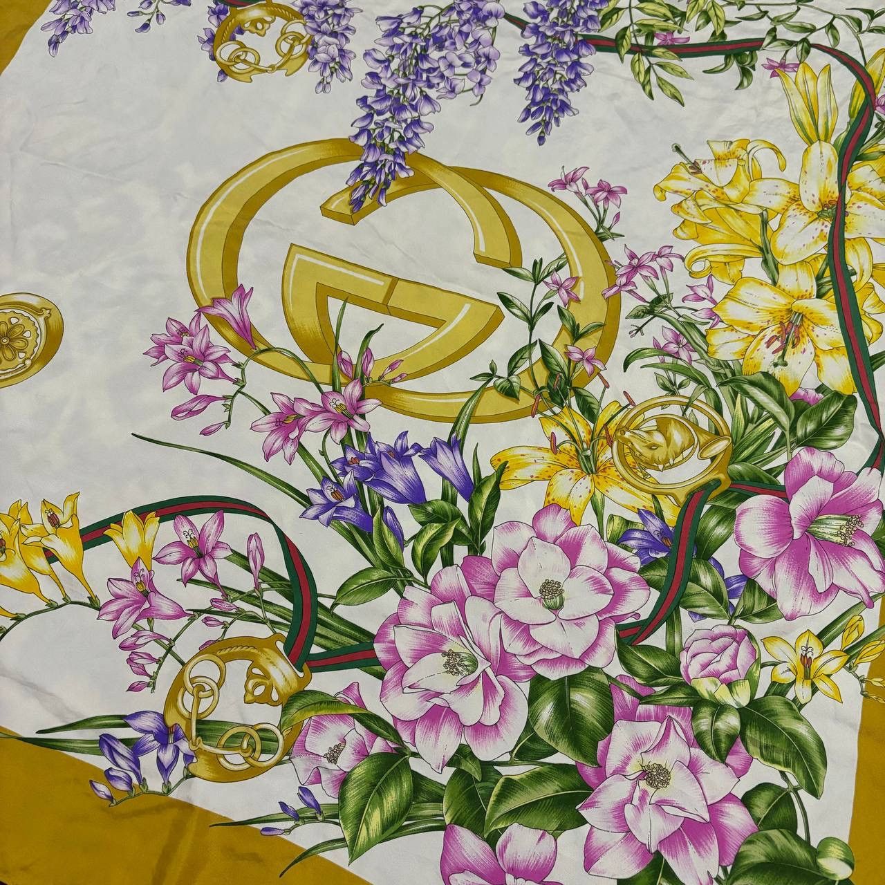 Gucci Vintage Gucci Flora Silk Scarf Yellow Wisteria Flower Logo Size ONE SIZE - 3 Thumbnail