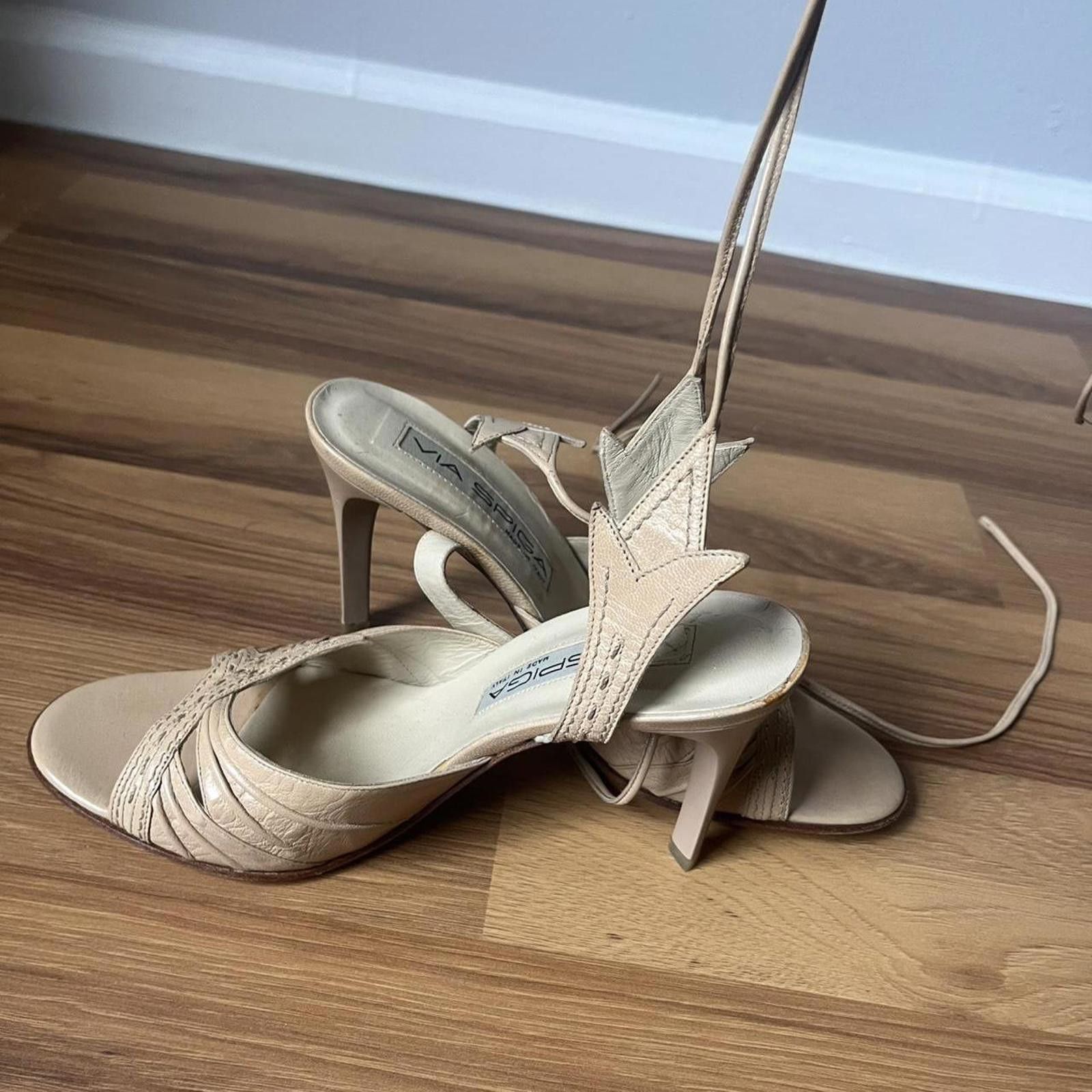 Other Cream lace up heels with a 3.5" heel #heels #laceup Size US 6.5 / IT 36.5 - 6 Thumbnail