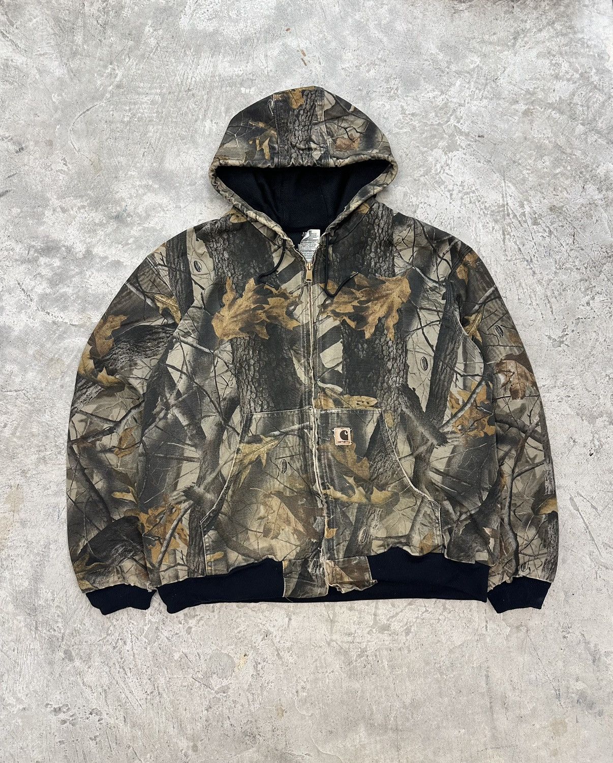 image of Crazy 90's Carhartt Realtree Zip Up Hooded Duck Jacket J144, Men's (Size 2XL)