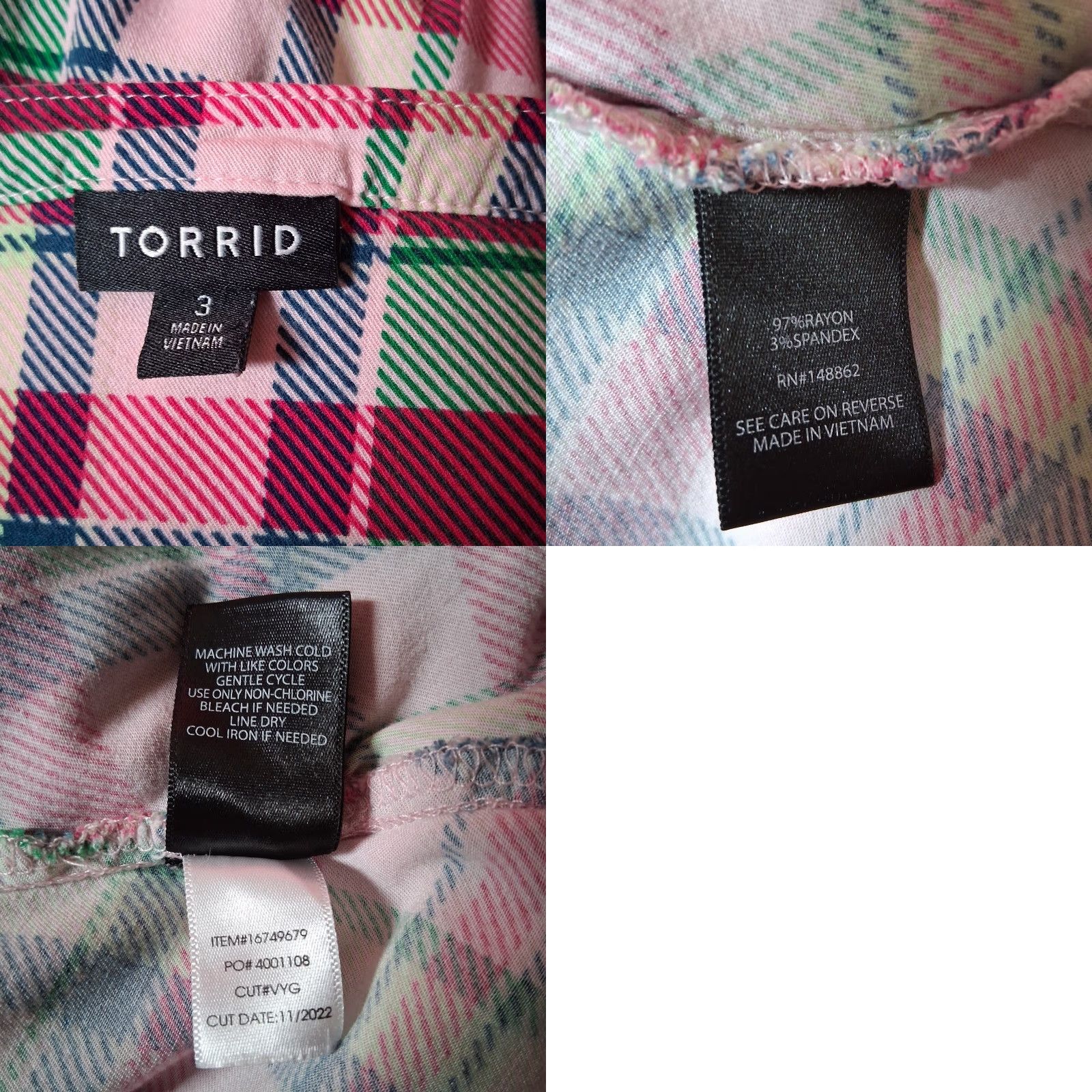 Torrid VINTAGE Torrid Dress Plaid Pattern Knit Zip V-Neck 3X 3/4 Sleeve Midi High Low Shirt Dress Women Plus Size XXL / US 16-18 / IT 52-54 - 10 Thumbnail