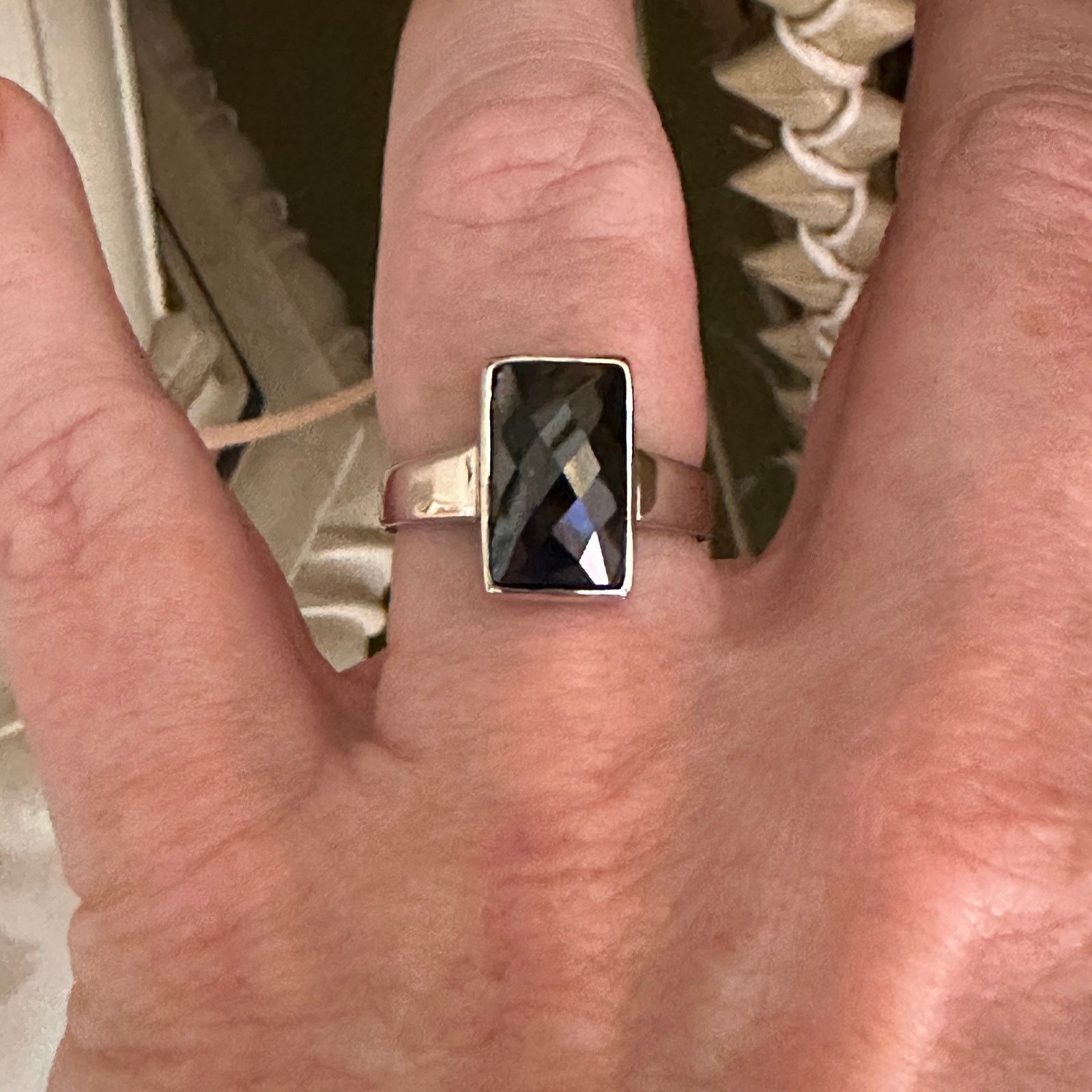 The Unbranded Brand Sterling Silver Black Faceted CZ Sterling Silver Ring Size 9 Size ONE SIZE - 4 Thumbnail