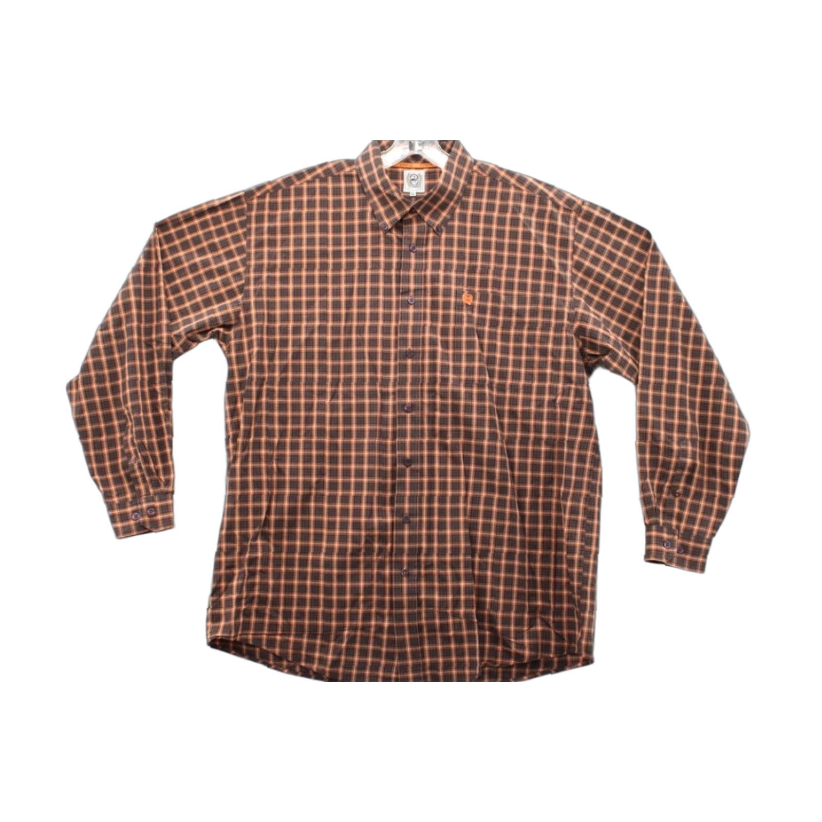 Vintage Cinch Shirt Men's XL Orange Brown Checks Long Sleeve Logo Cowboy Western Rodeo Size US XL / EU 56 / 4 - 1 Thumbnail