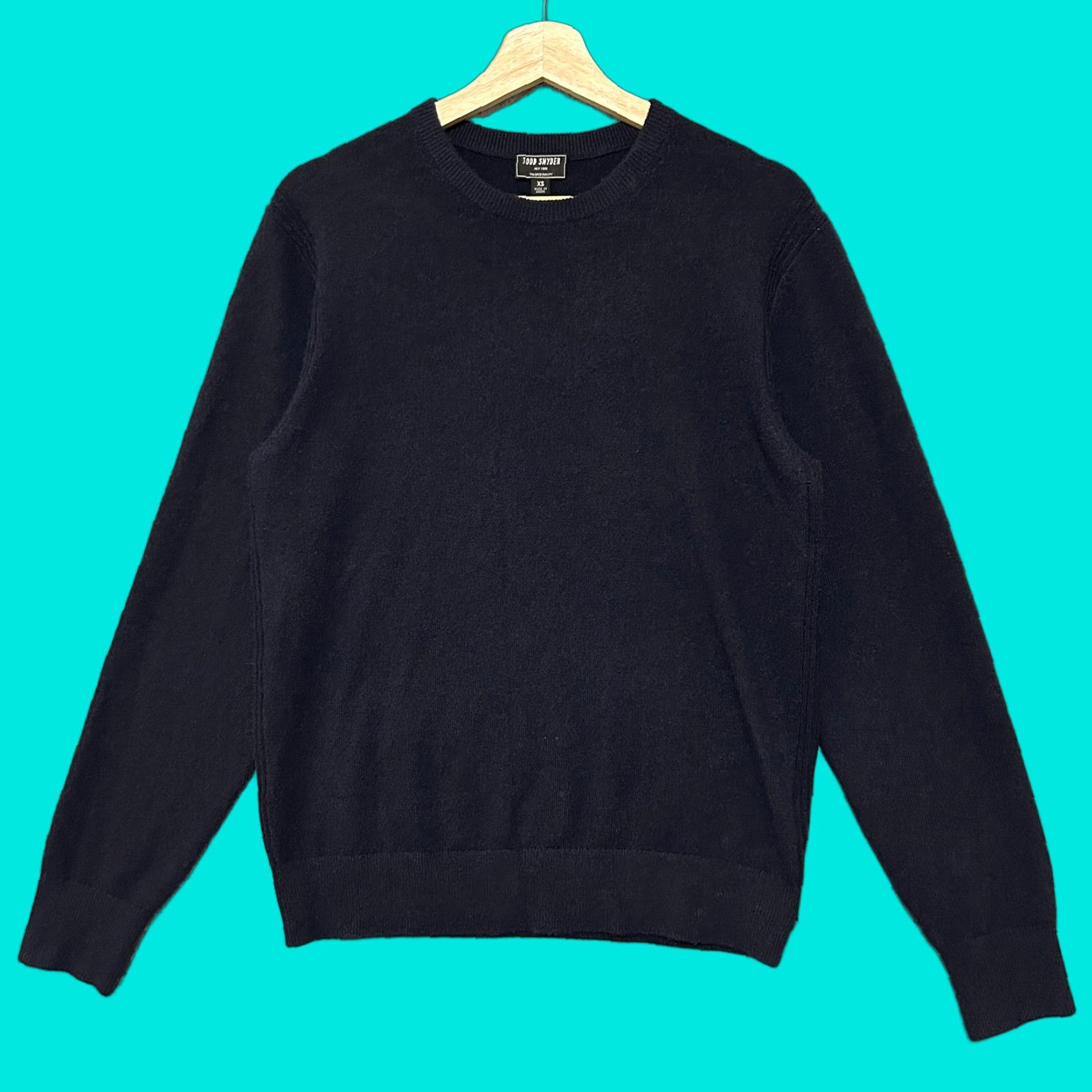 TODD SNYDER Cashmere Sweater Men XS Navy Blue Crewneck Long Sleeve