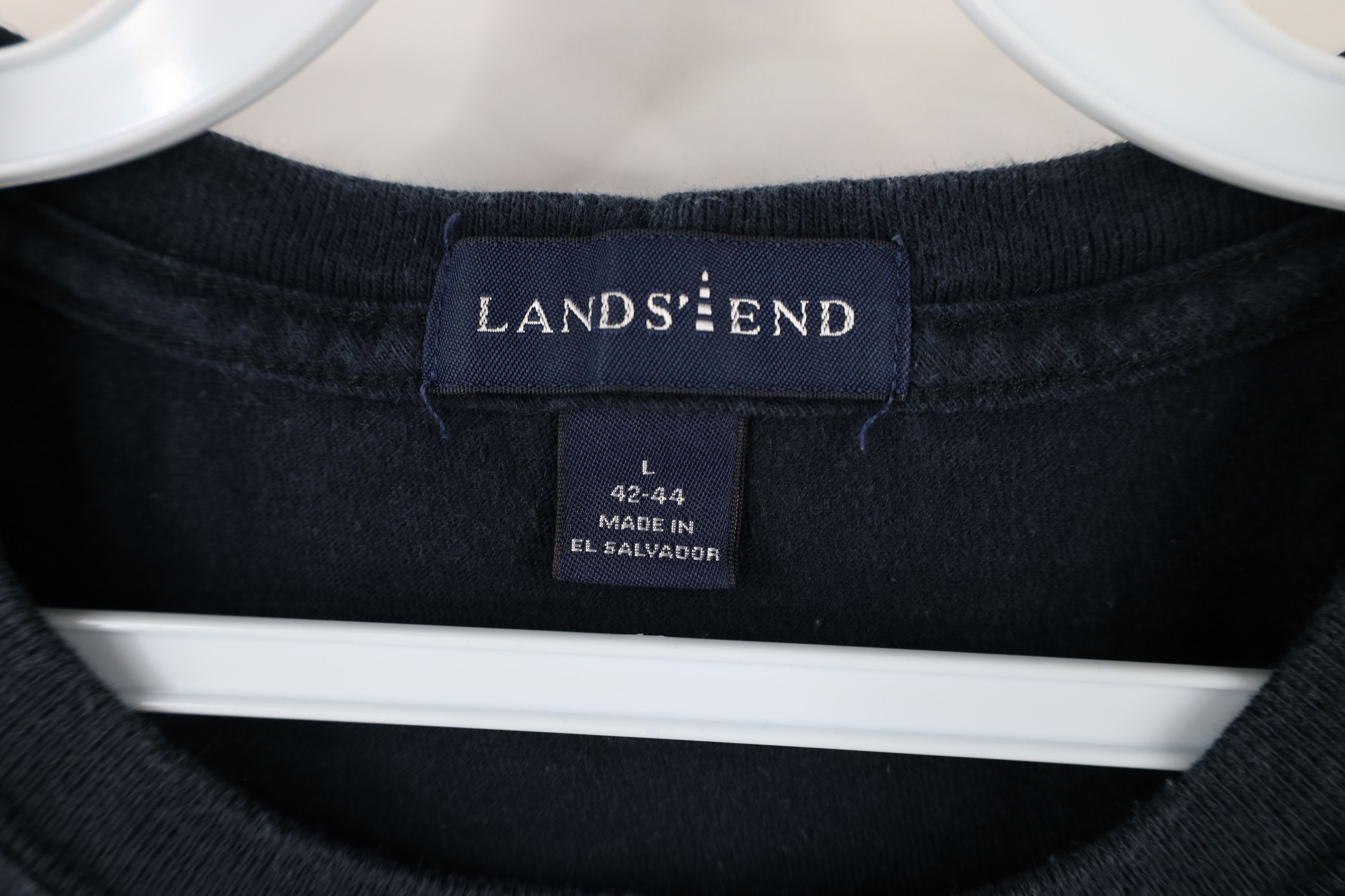 Lands' End × Vintage Vintage 90s Lands End Blank Cotton Pocket T-Shirt Navy Blue Size US L / EU 52-54 / 3 - 5 Thumbnail