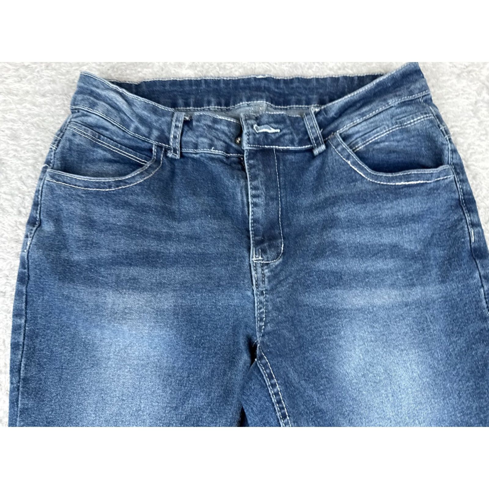 Shein SheIn Jeans Women’s 8 Blue Denim Flare Distressed Mid Rise 29x30 Cotton Blend 5-Pocket Design Vintage No Size 30" / US 8 / IT 44 - 4 Thumbnail