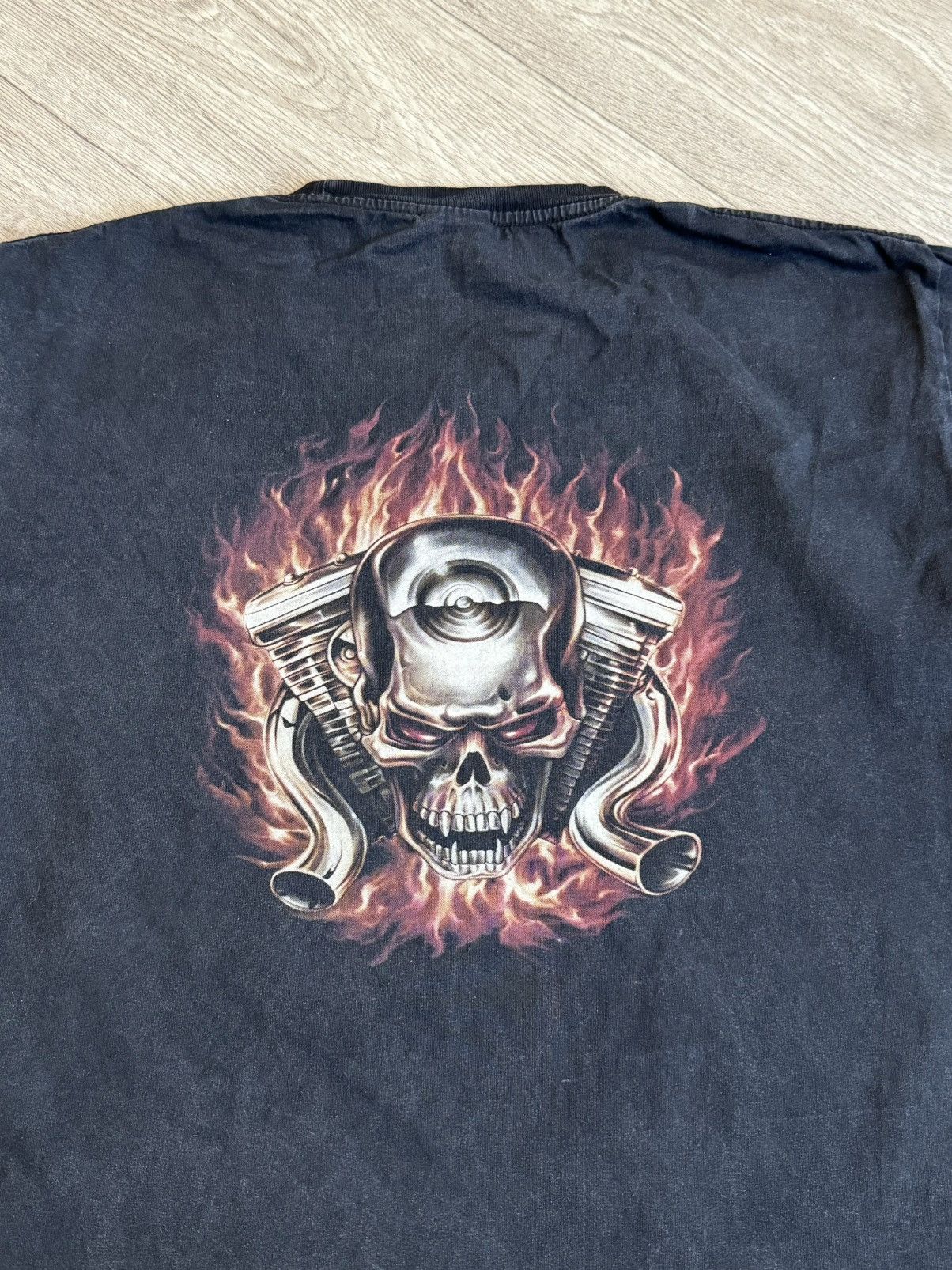 Band Tees × Vintage 🔷Vintage Motorbike Black Skull T-shirt🔷 Size US XL / EU 56 / 4 - 6 Thumbnail
