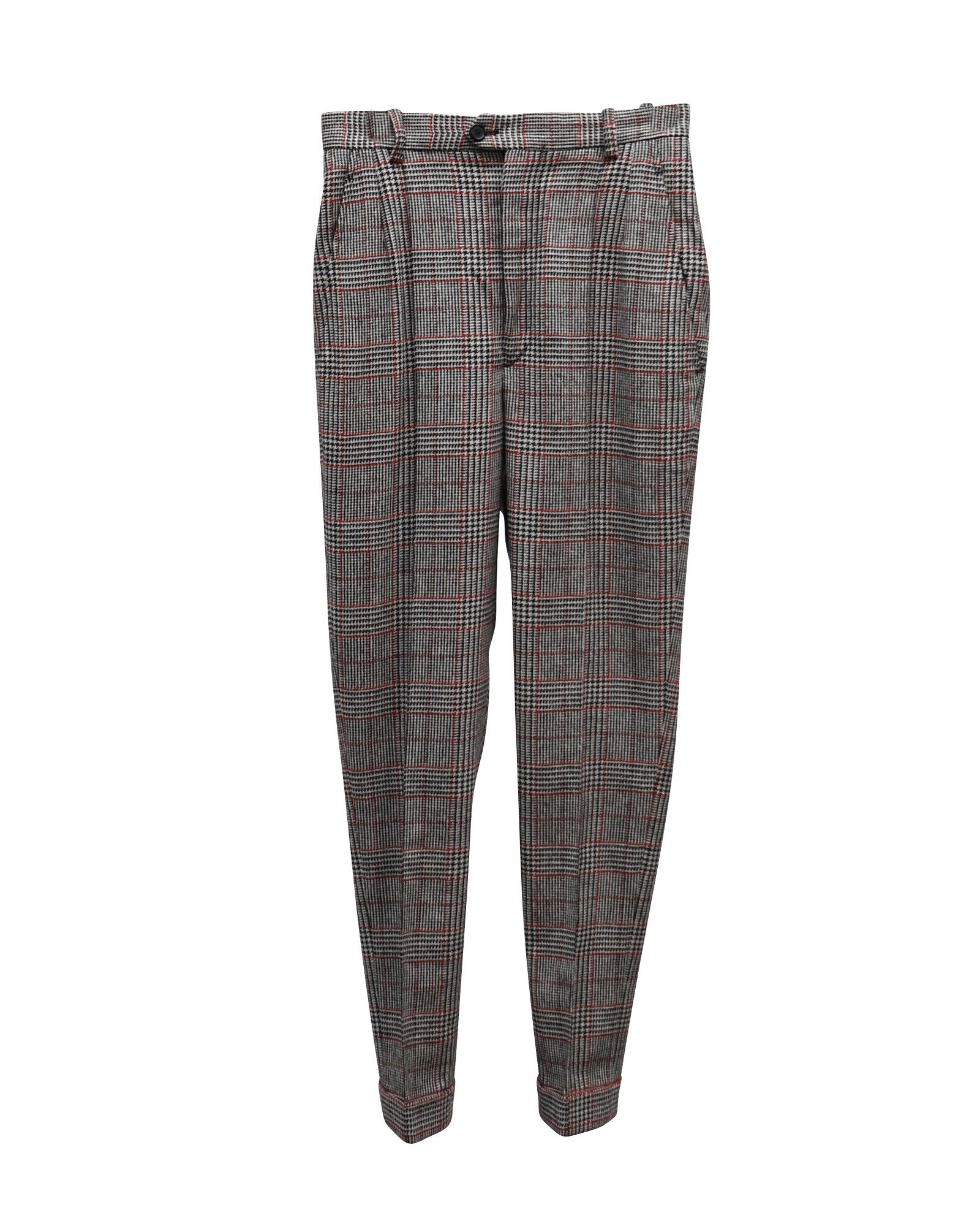 Isabel Marant Isabel Marant High Rise Checked Pants in Beige Polyester Size 25" / US 0 / IT 36 - 1 Thumbnail