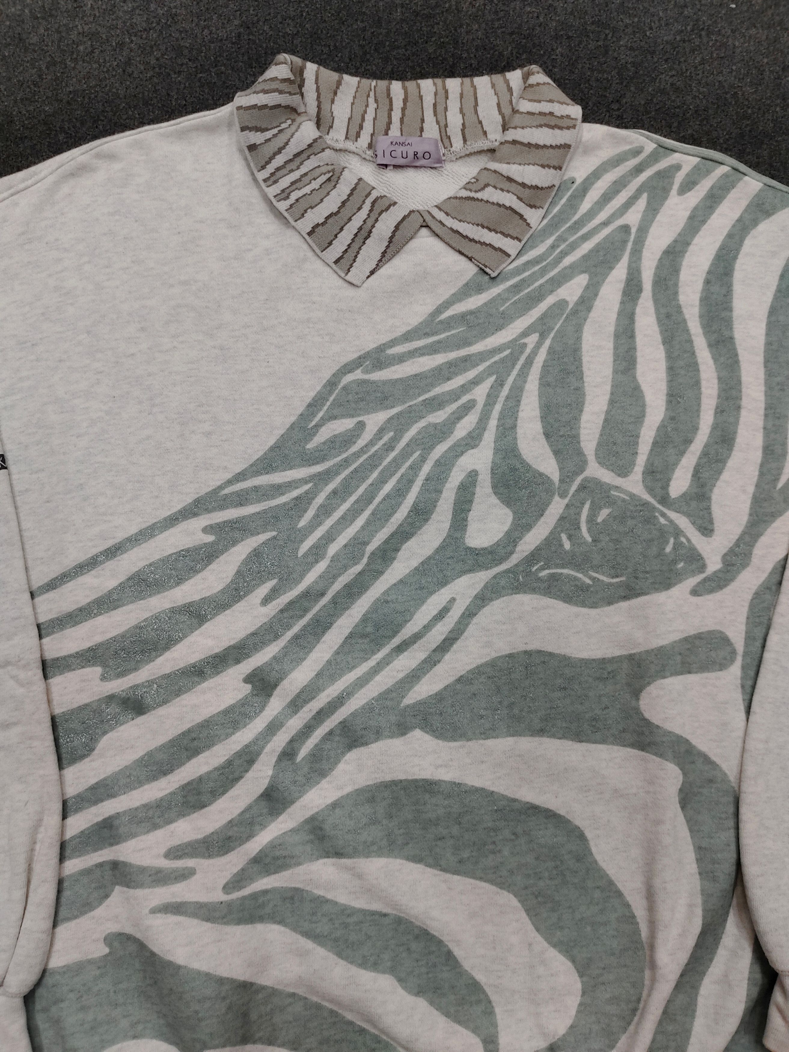 Kansai Yamamoto 90s Kansai SICURO- Archive Abstract Zebra Graphic Sweatshirt Size US L / EU 52-54 / 3 - 2 Thumbnail