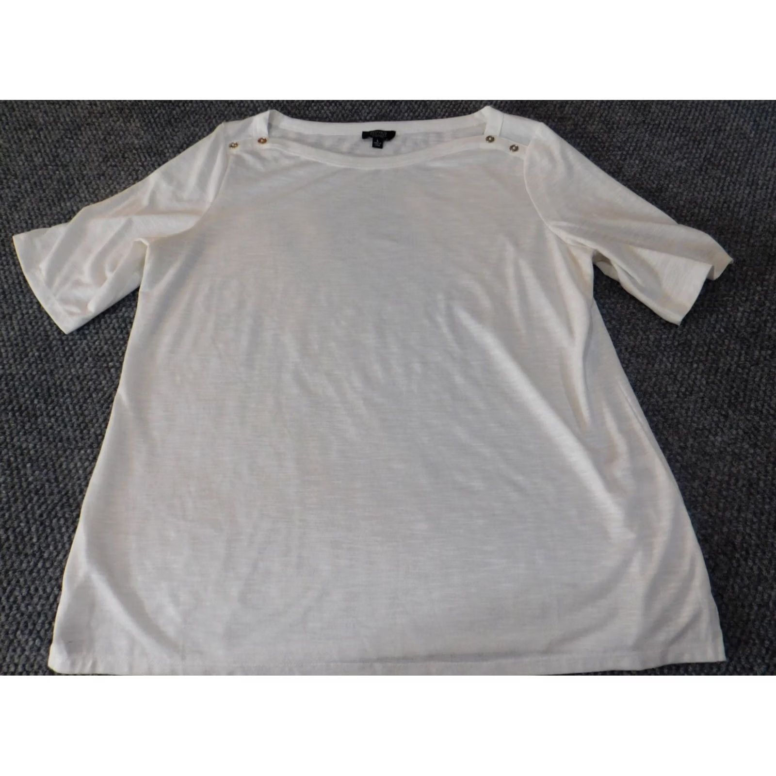 Jones New York Jones New York Blouse Shirt Women Large White Signature Pullover Crew Neck Polyester Rayon Stretch Casual Classic Size L / US 10 / IT 46 - 2 Thumbnail