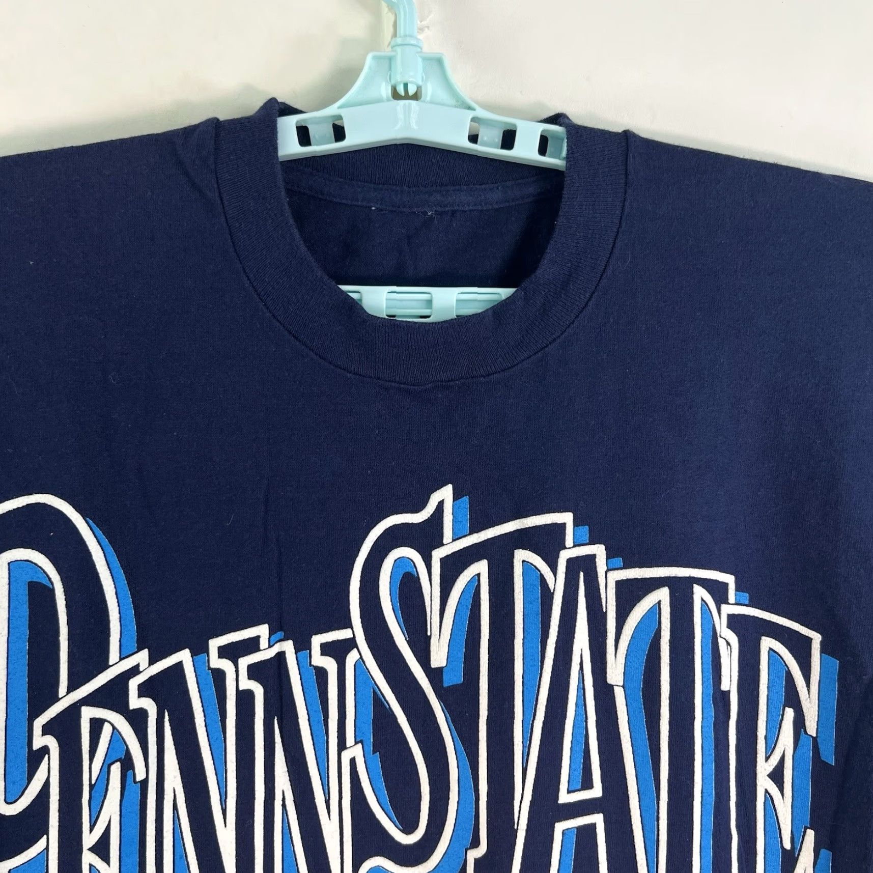 Penn VINTAGE Penn State T-shirt Nittany Lions Raised Letter Crew Neck Blue XL Men’s 90s College Football Graphic Print Short Sleeve USA Size US XL / EU 56 / 4 - 6 Thumbnail