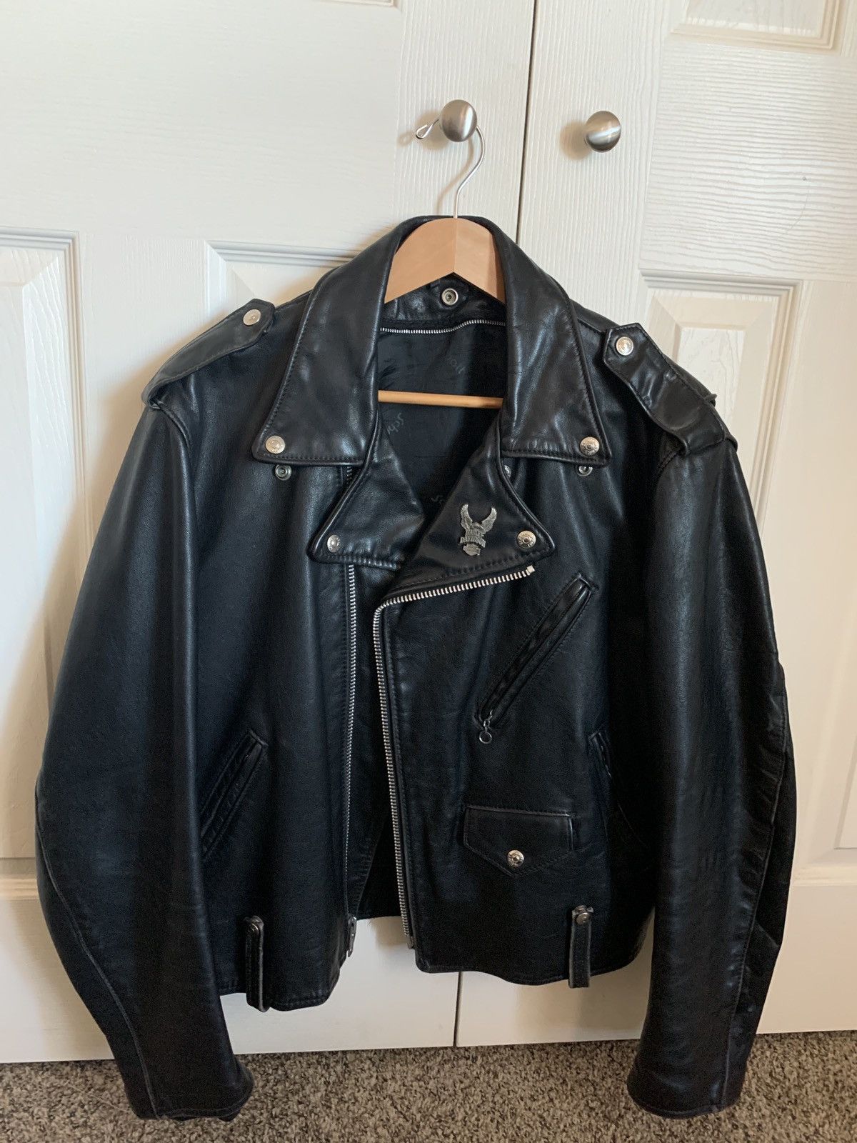 Image of Vintage 90’S Leather Schott “Perfecto” Jacket Size: Men’S S in Black, Men's (Size Small)