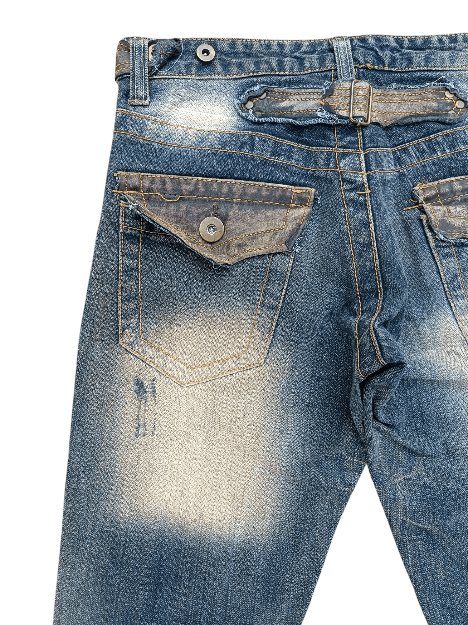 Japanese Brand FLARED🔥Japanese Brand LIMITED Distressed Buckle Back Denim Size US 32 / EU 48 - 16 Thumbnail