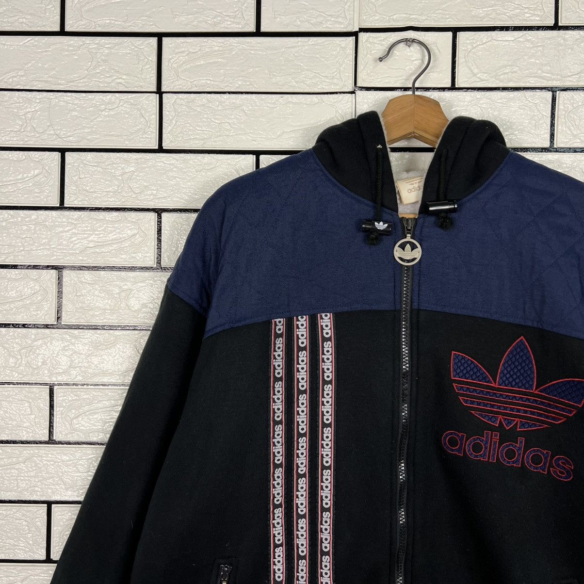 Adidas Vintage 90's ADIDAS Fleece Lined Hooded Jacket #4060-C184 Size US M / EU 48-50 / 2 - 3 Thumbnail