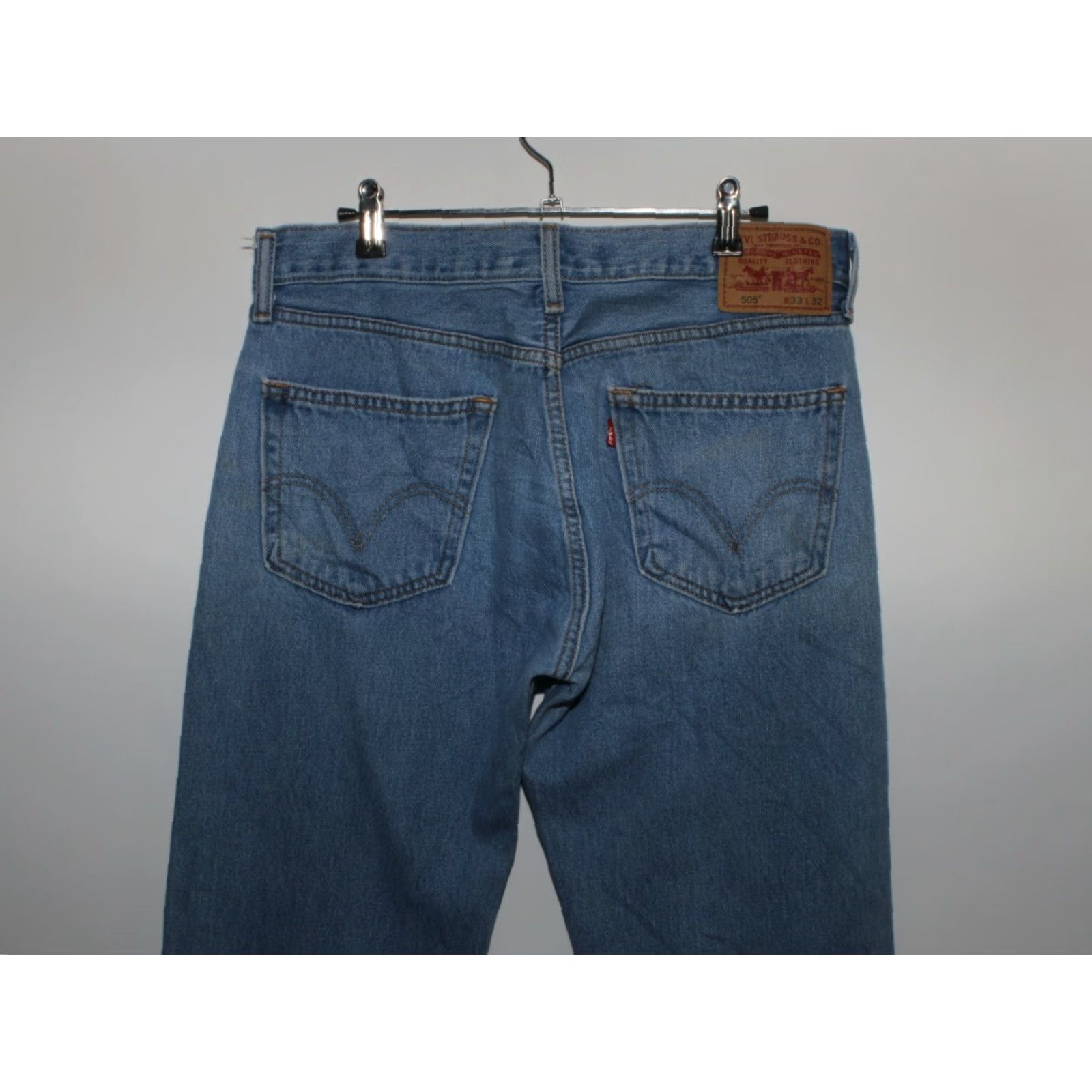 Levi's Levis 505 Mens Distressed Straight Fit High Rise Blue Denim Jeans Size 33x32 Size US 33 - 4 Thumbnail