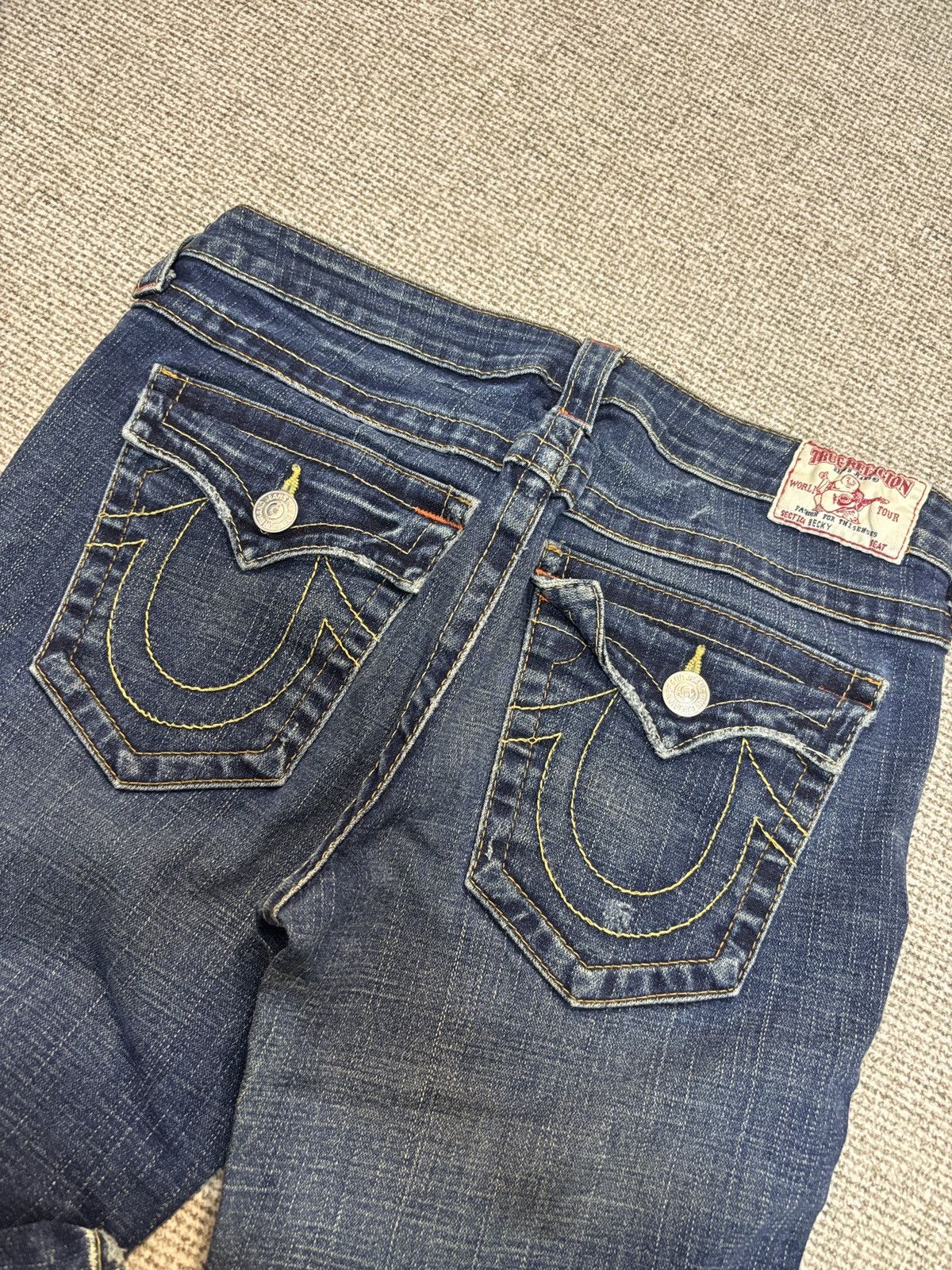 True Religion Y2K Distressed True Religion Flare Bootcut Denim Jeans Size 31" - 7 Thumbnail