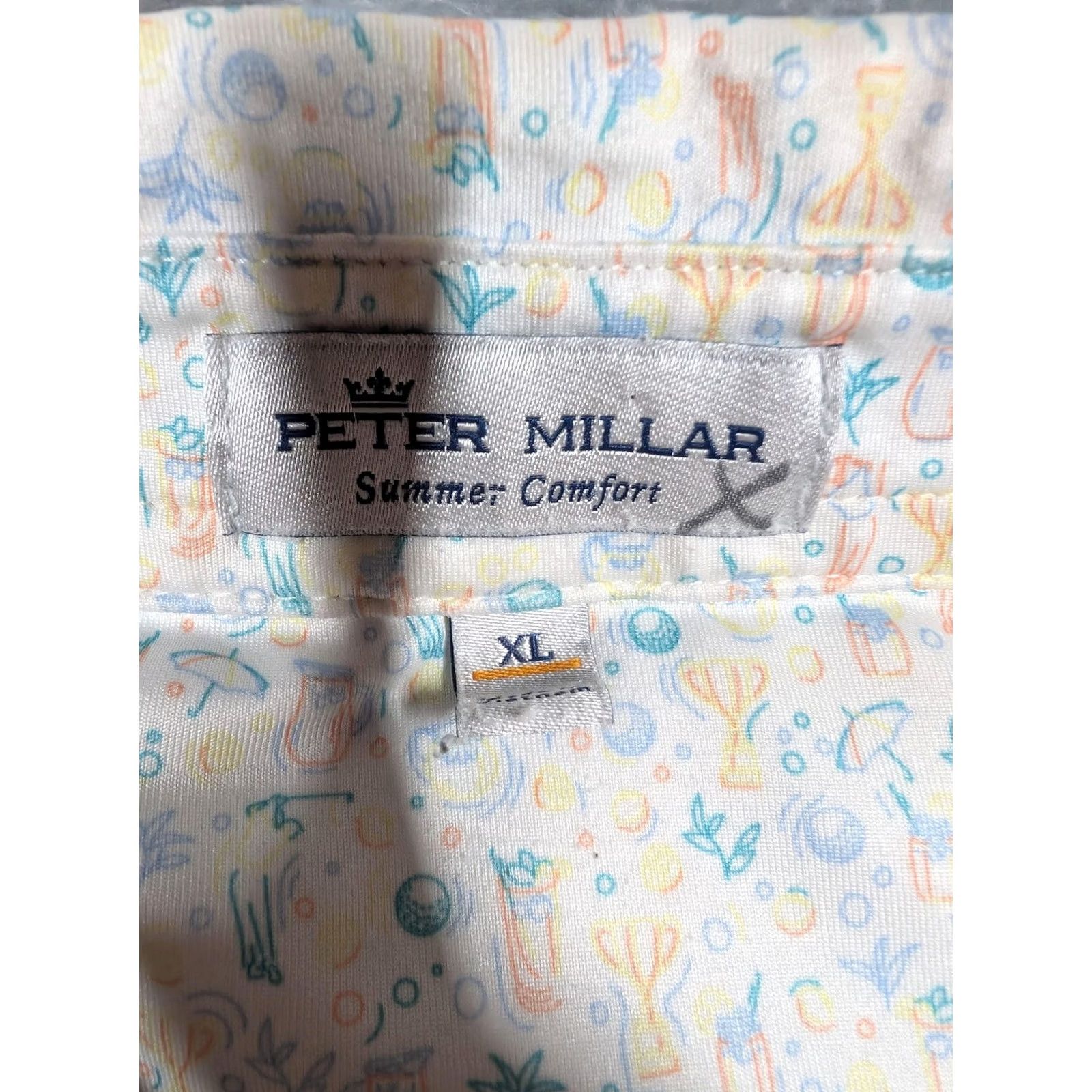 Peter Millar Peter Millar Polo Shirt Mens XL White Tropical Print Summer Comfort Golf Stretch Shirt Mens XL White Tropical Print Size US XL / EU 56 / 4 - 4 Thumbnail