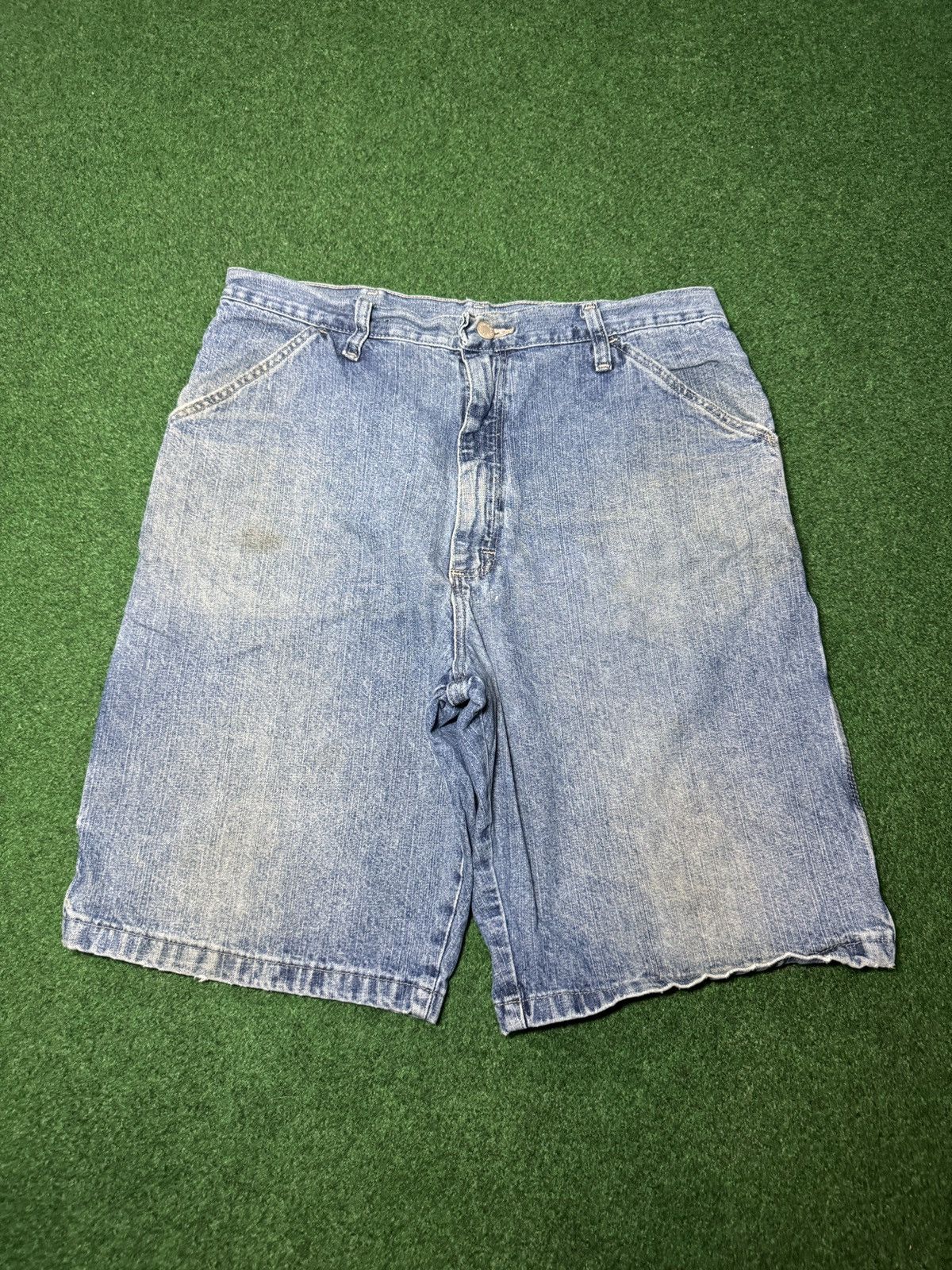 Wrangler Y2K Carpenter Baggy Light Wash Jorts Skater Denim Shorts Size US 34 / EU 50 - 2 Thumbnail