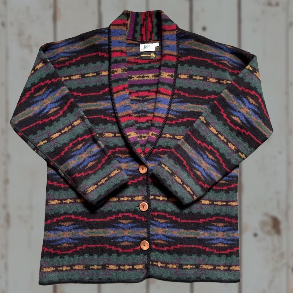 Vintage NWOT Vintage REI Southwestern Wool Aztec Cardigan Sweater Womens XL Pre-Owned Size XL / US 12-14 / IT 48-50 - 1 Thumbnail