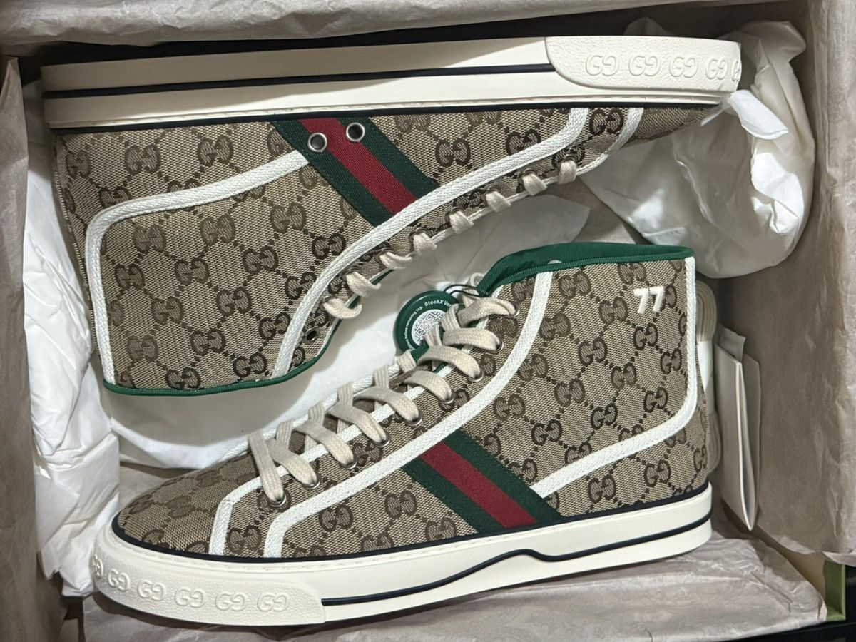 Gucci GUCCI BEIGE PRINT GG SNEAKERS-SIZE 10 - CANVAS HIGH TOP 🎁💎 Size US 10 / EU 43 - 4 Thumbnail