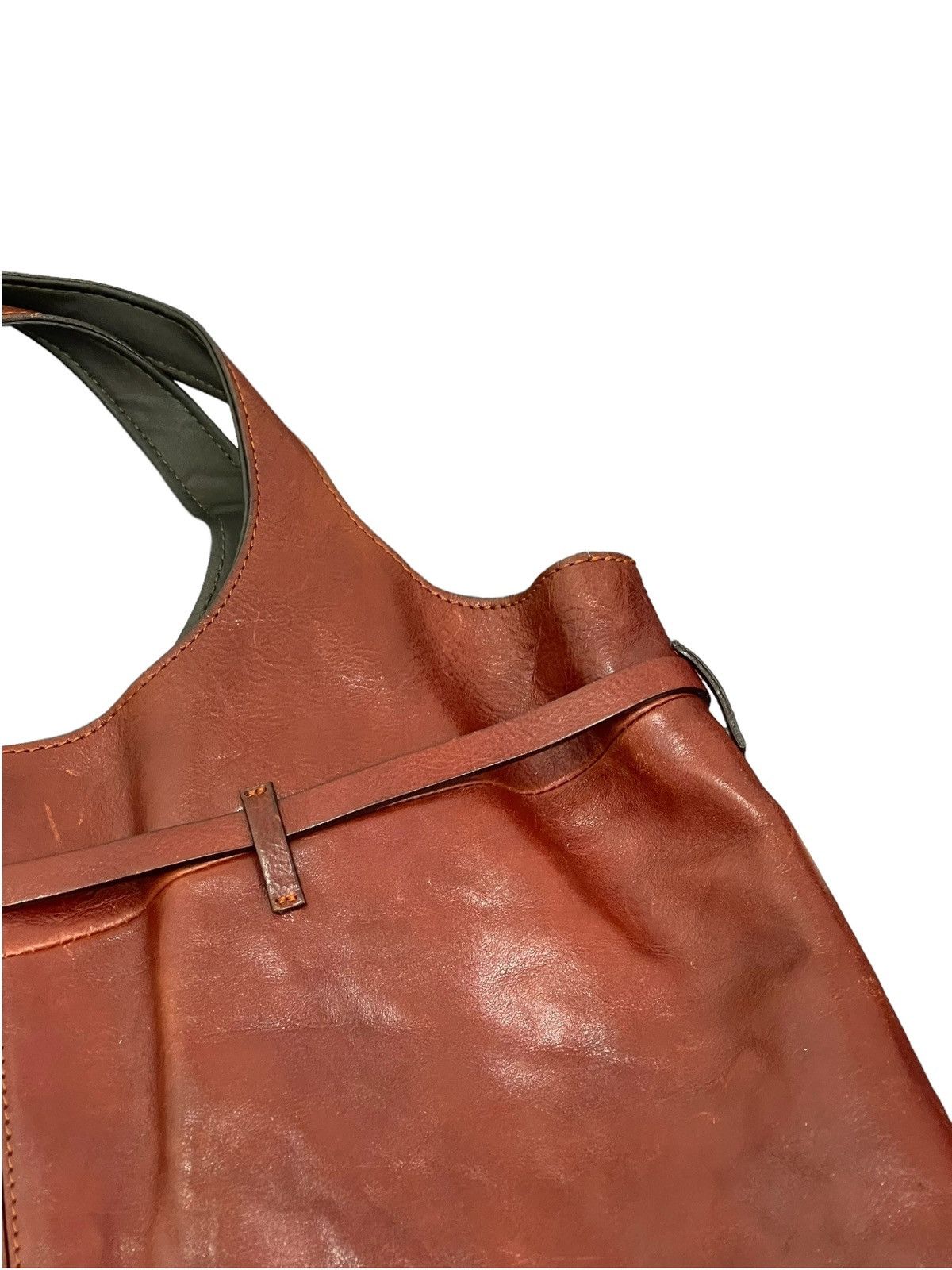 Genuine Leather Full Leather Patina Vtg Francesco Biasia Tote Bag 2🟩 Size ONE SIZE - 19 Thumbnail