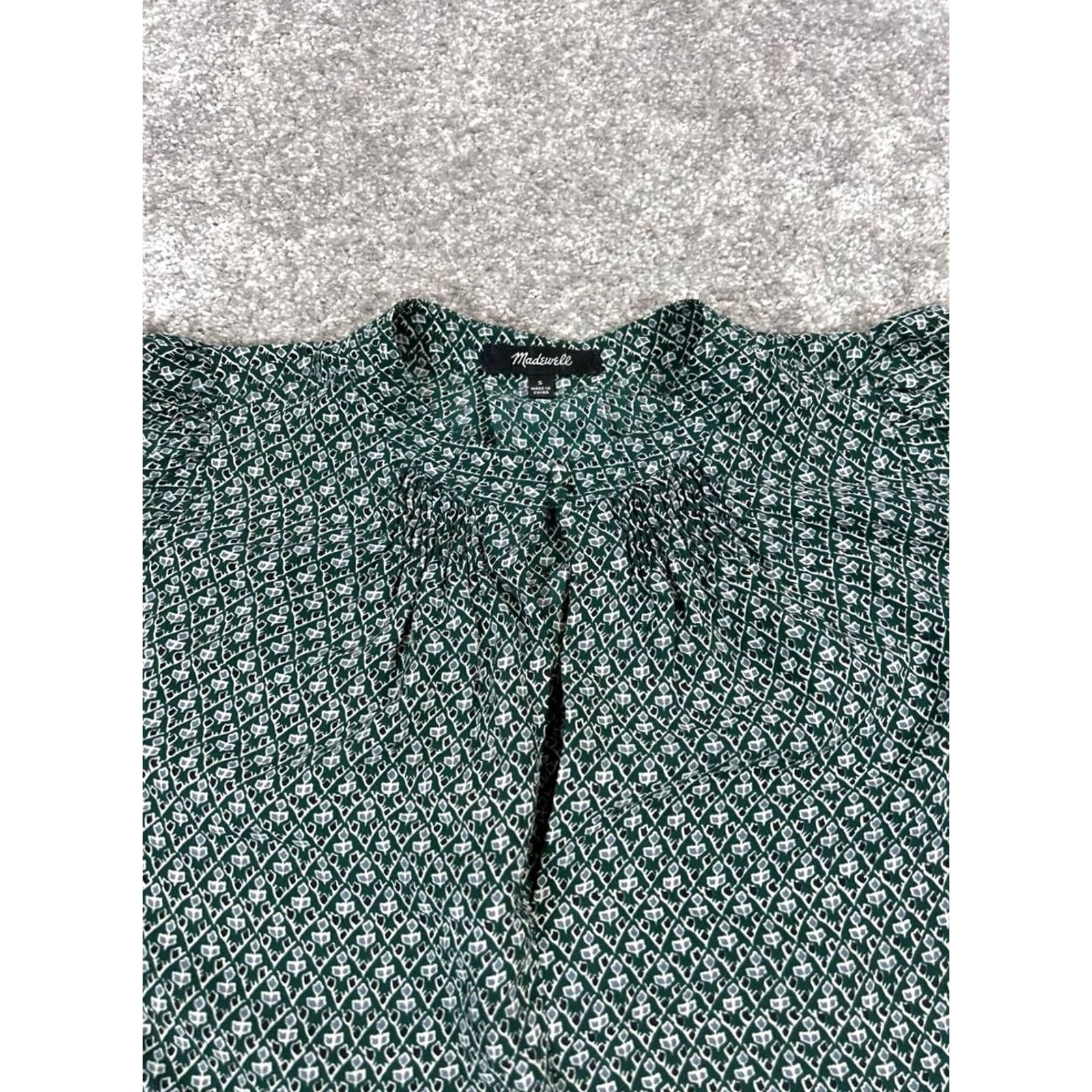 Madewell Madewell Shirt Womens Small Green Gray Silk Blouse Size S / US 4 / IT 40 - 2 Thumbnail