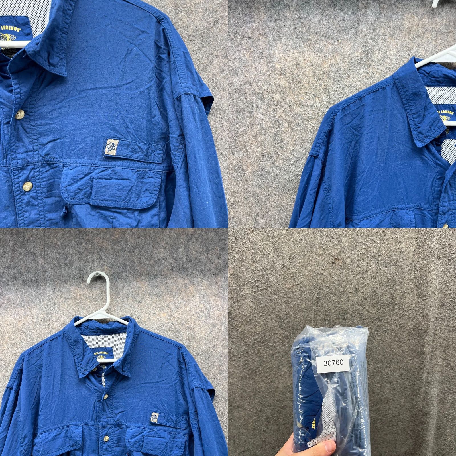 Vintage VINTAGE Reel Legends Shirt Men XL Blue Button Down Vented Nylon Fishing Outdoors Utility Size US XL / EU 56 / 4 - 8 Thumbnail