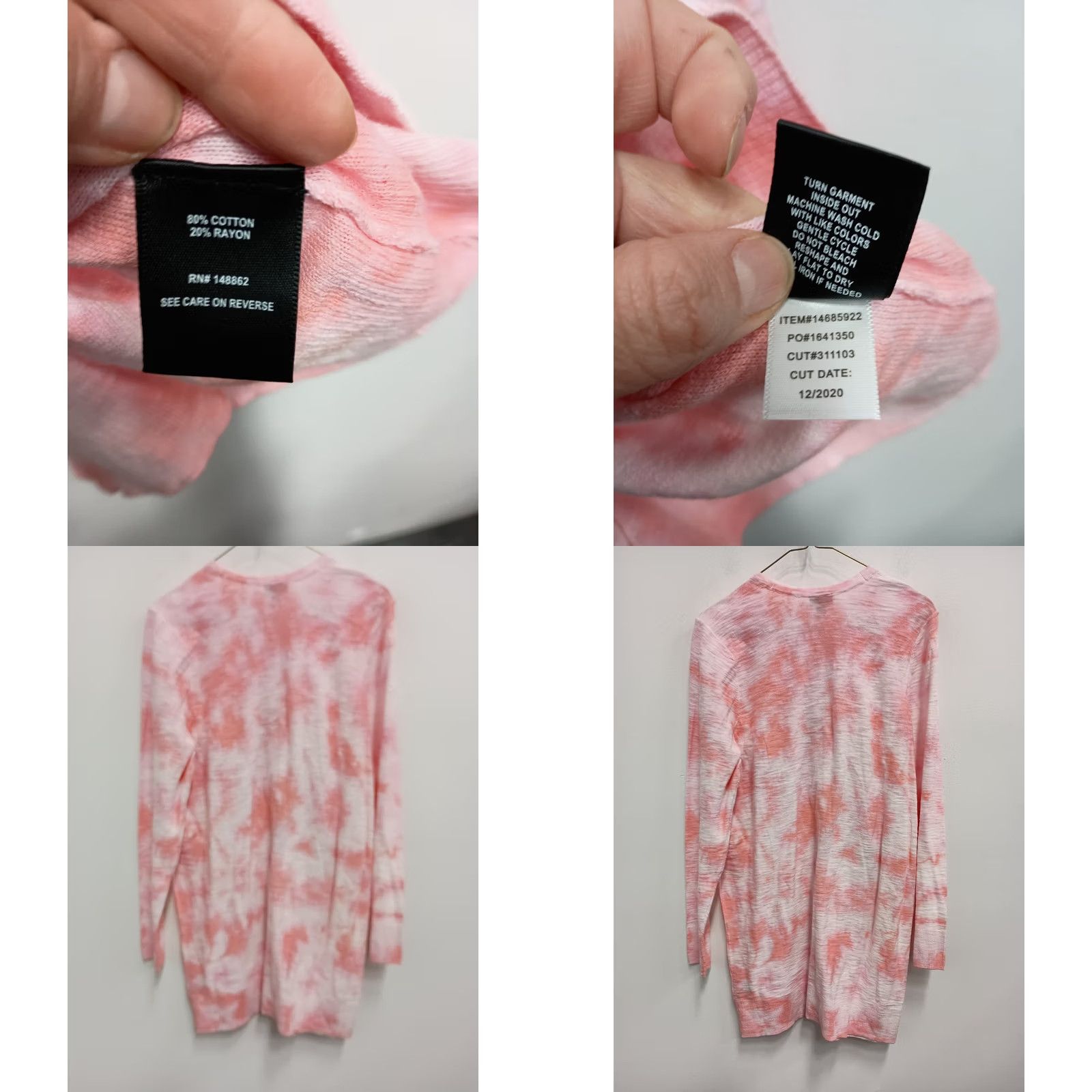 Torrid Torrid Cardigan Womens Size 1X Pink Tie Die BOHO Button Front Longline Casual - Vibrant Wear Size XL / US 12-14 / IT 48-50 - 8 Thumbnail