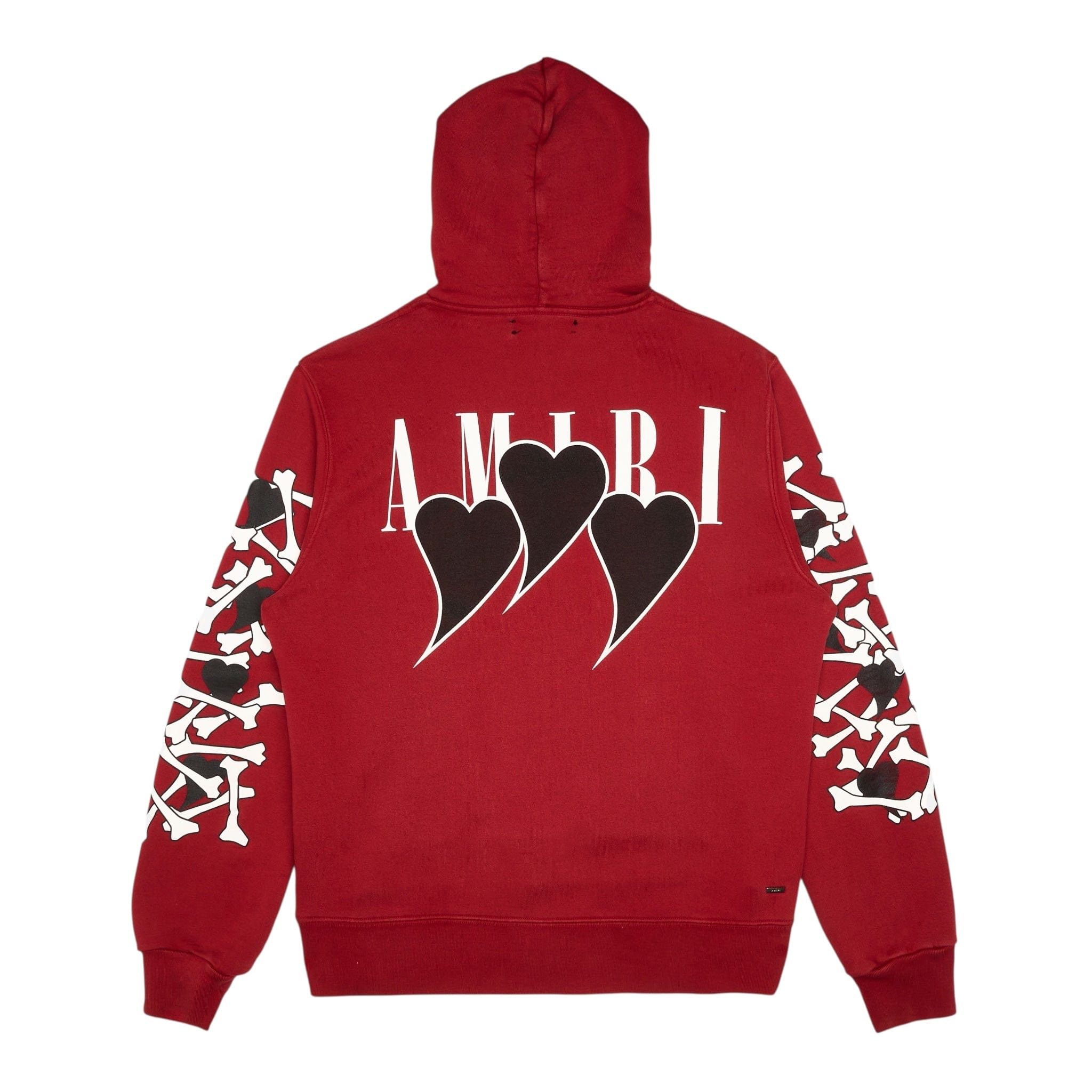 Amiri Hearts Bones Logo Hooded Sweatshirt Red Black White