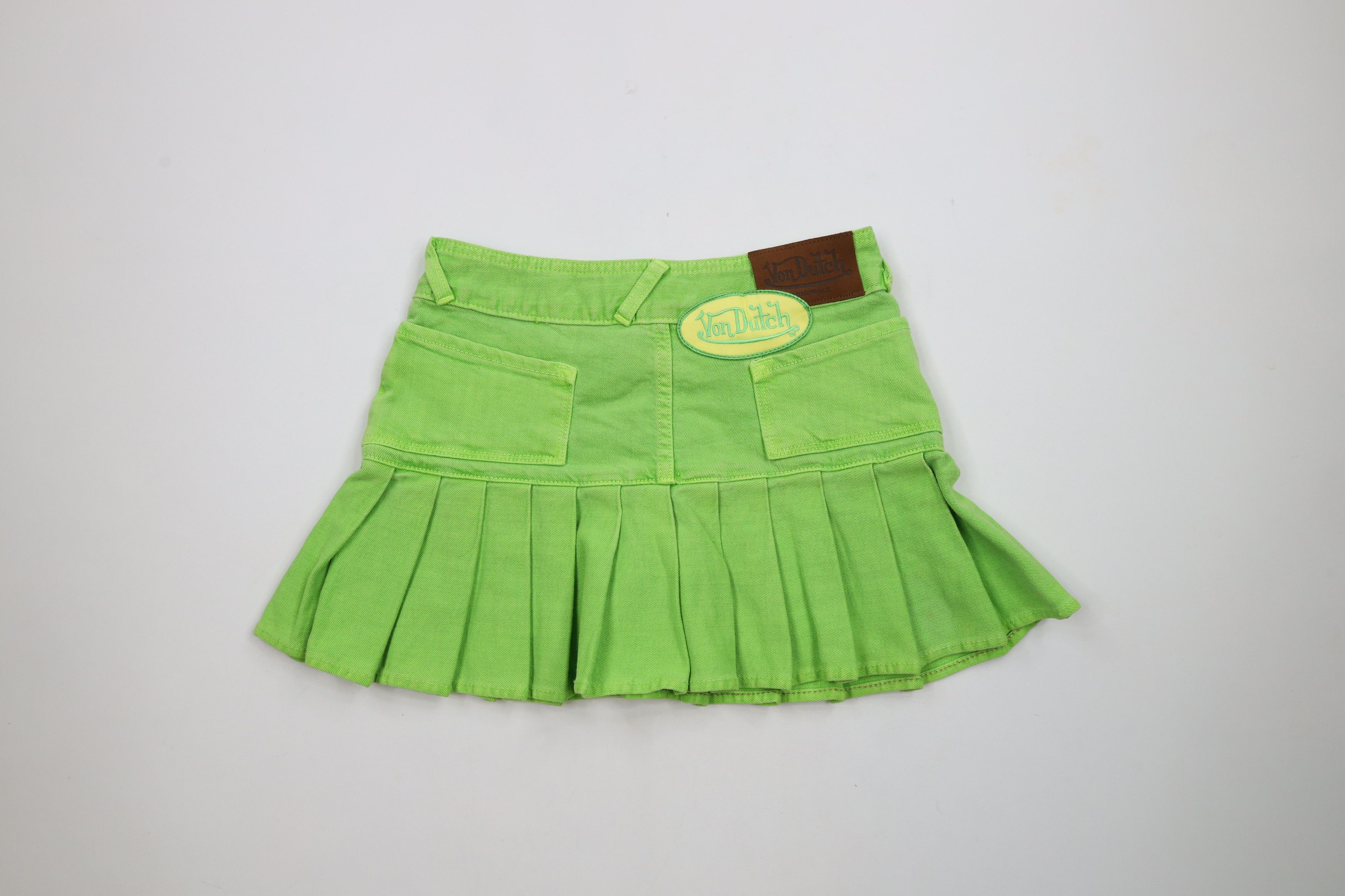 Vintage × Von Dutch Vintage 90s Y2K Von Dutch Denim Jean Mini Skirt Green USA Size 24" / US 00 / IT 34 - 8 Thumbnail