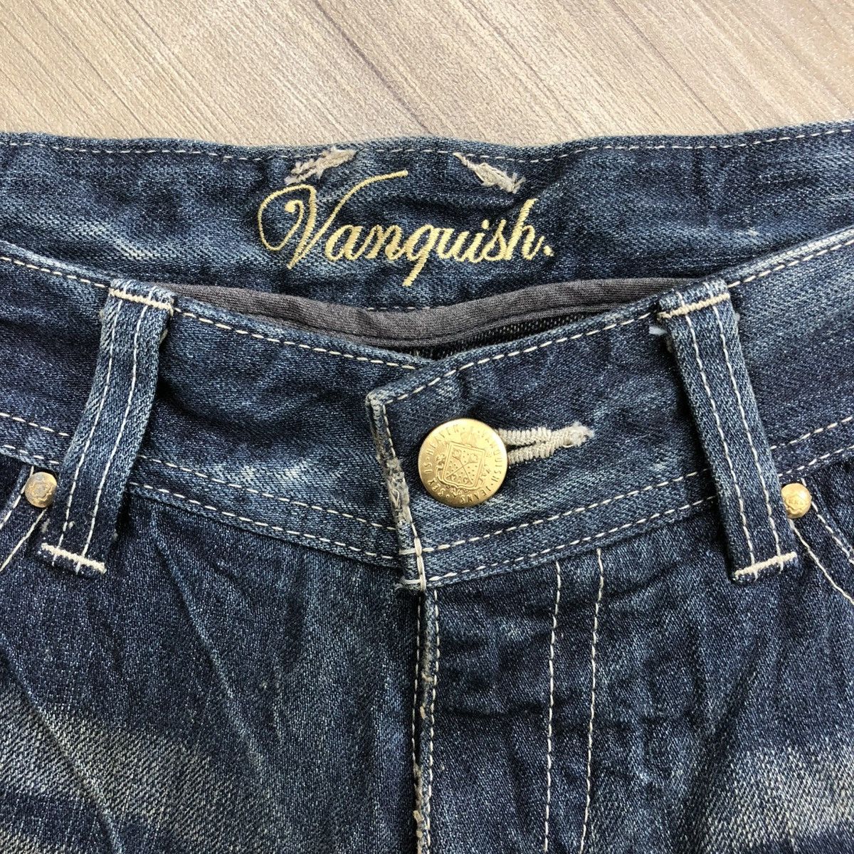 Vanquish 🇯🇵2000s Vanquish Distressed Painted Punk Bootcut Flared Jeans Size US 31 - 11 Thumbnail