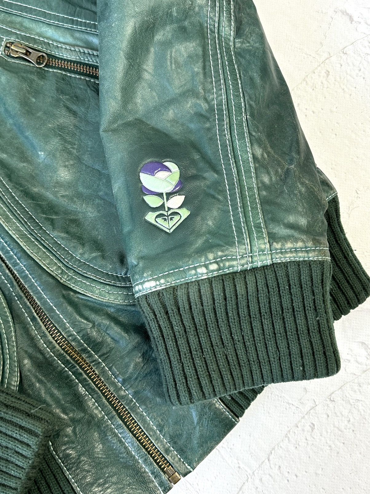 Vintage Vintage Roxy Leather Green Worn Jacket Size M / US 6-8 / IT 42-44 - 6 Thumbnail