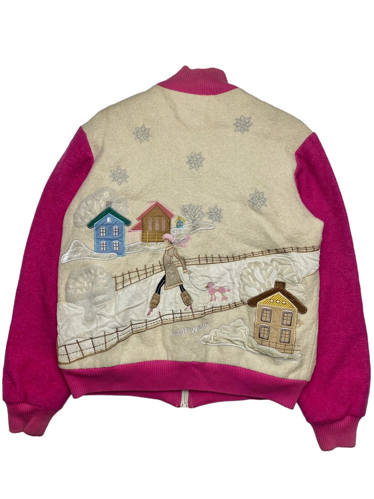 Angel Blue 1980s Green Italy - Embroidery Snow Wool Jacket Size M / US 6-8 / IT 42-44 - 1 Thumbnail