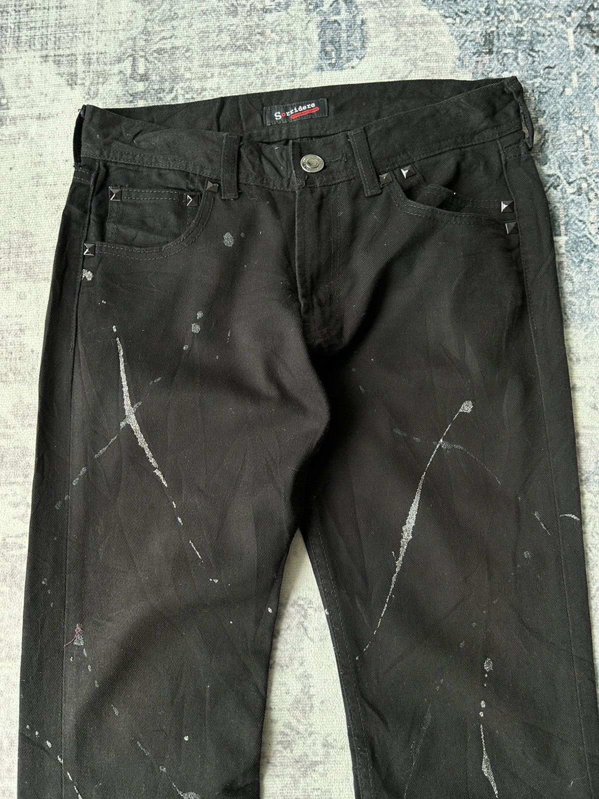 If Six Was Nine Flared Painter Black Punk Jeans Size US 28 / EU 44 - 7 Thumbnail