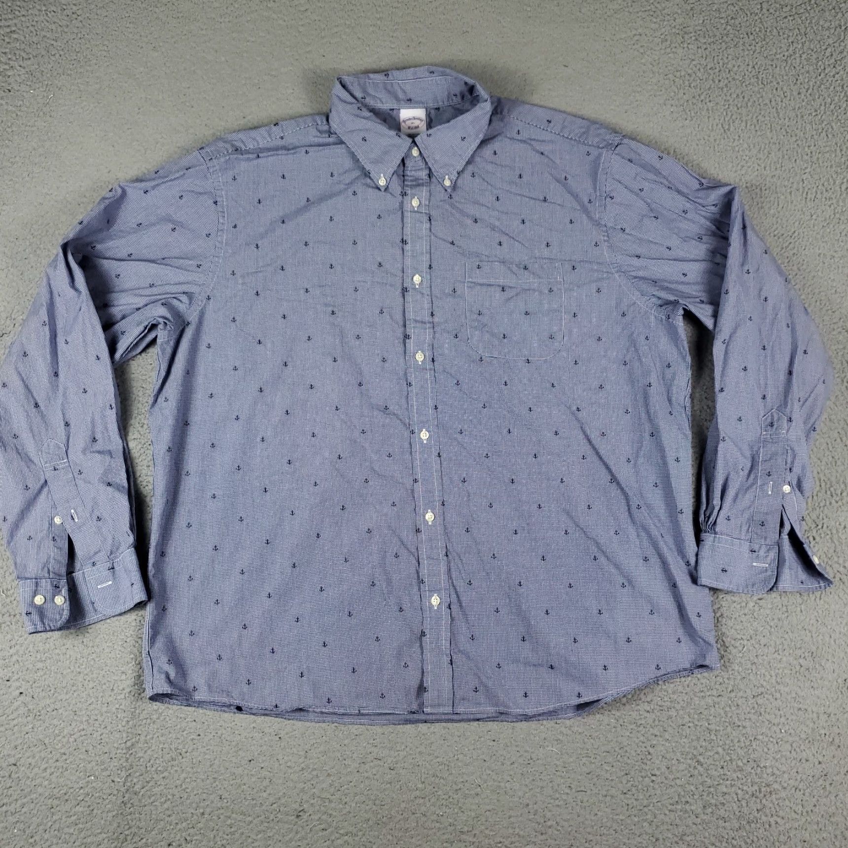 Brooks Brothers Brooks Brothers Shirt Mens XL Blue Check Button-Up Long Sleeve Size US XL / EU 56 / 4 - 2 Thumbnail