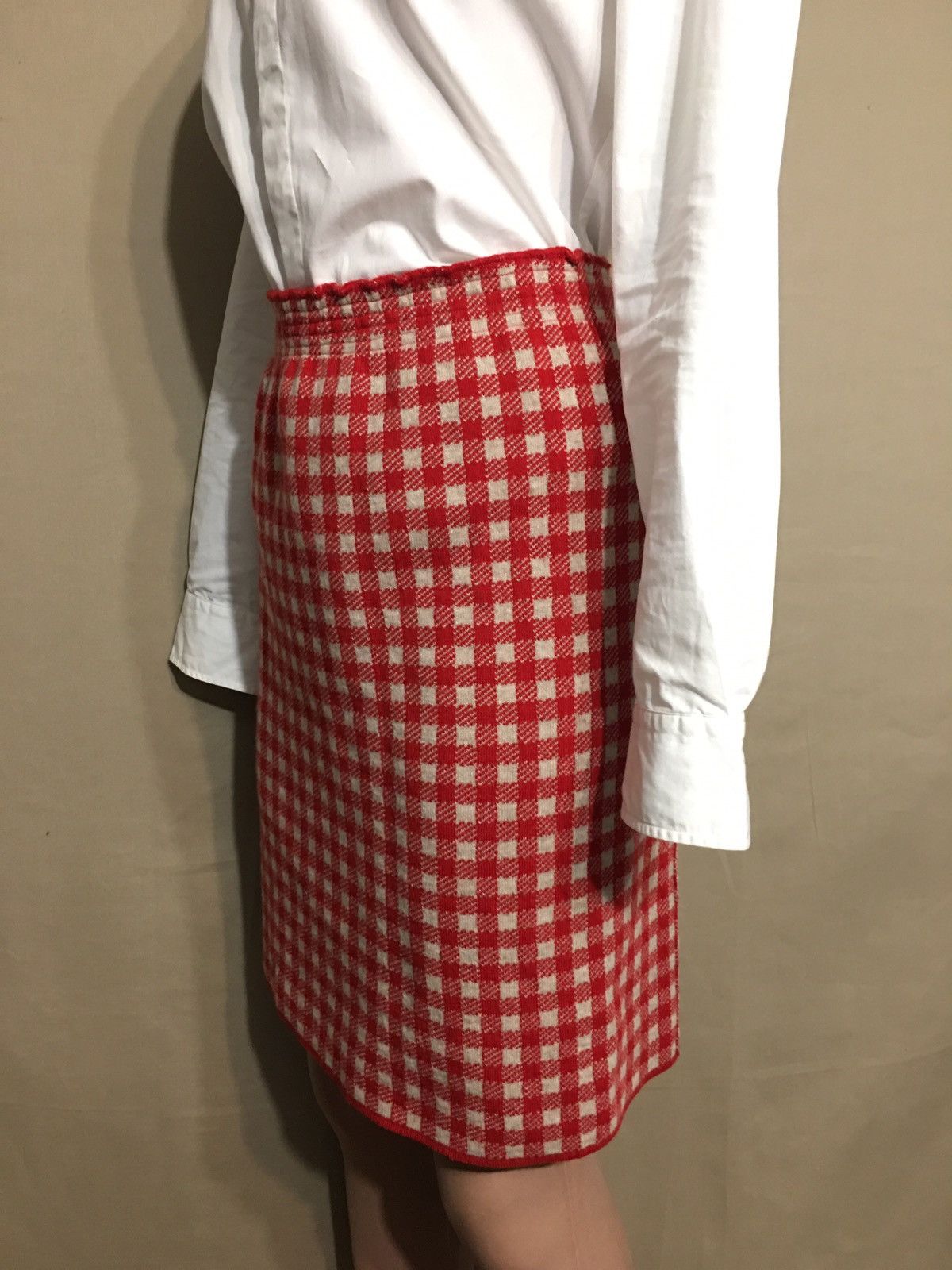 Other MORESI Como Italy Cashmere Red Check Skirt Size S Size 26" / US 2 / IT 38 - 3 Thumbnail