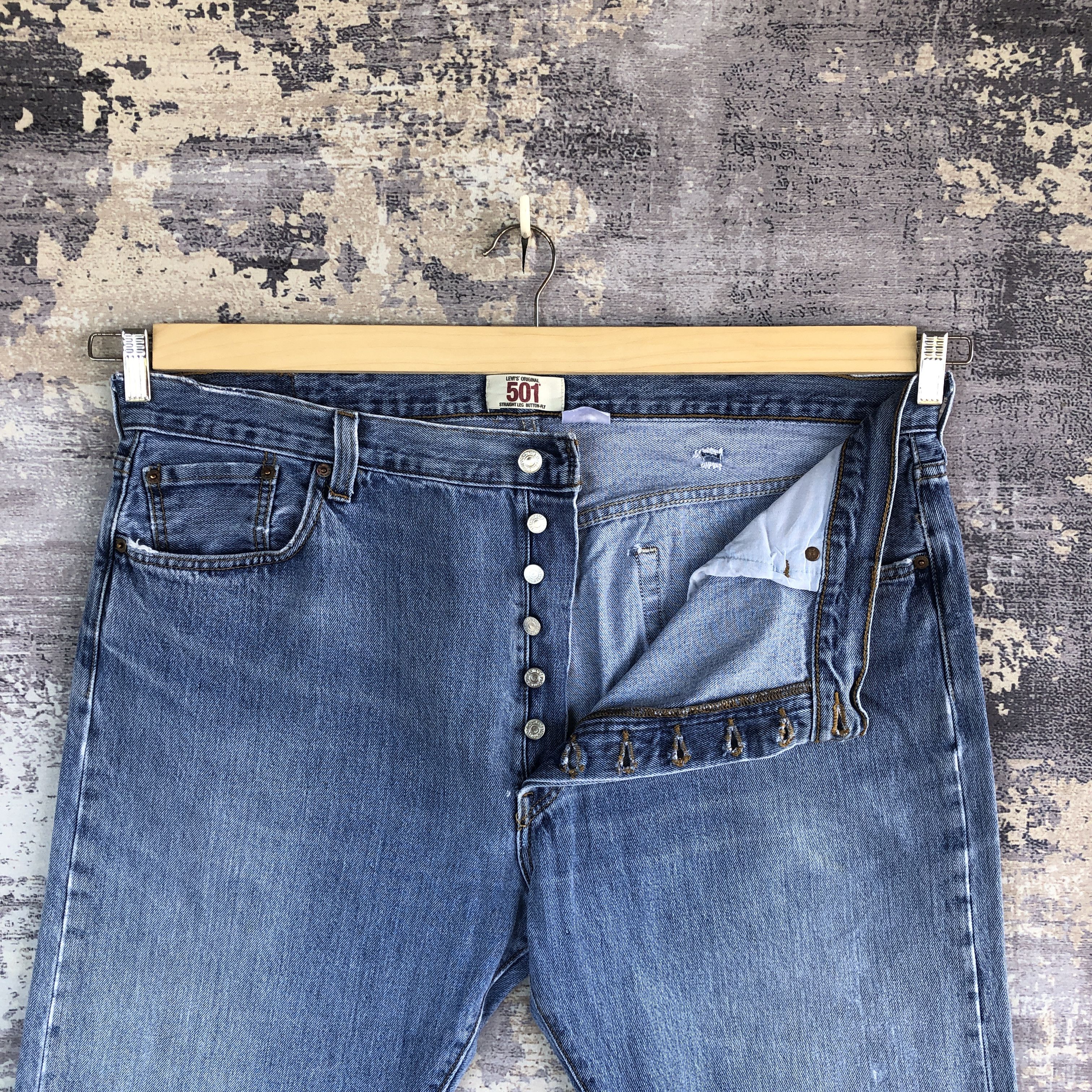 Levi's Vintage Levis 501 Ripped Jeans Levi's Faded Stonewash Denim Size US 40 / EU 56 - 6 Thumbnail