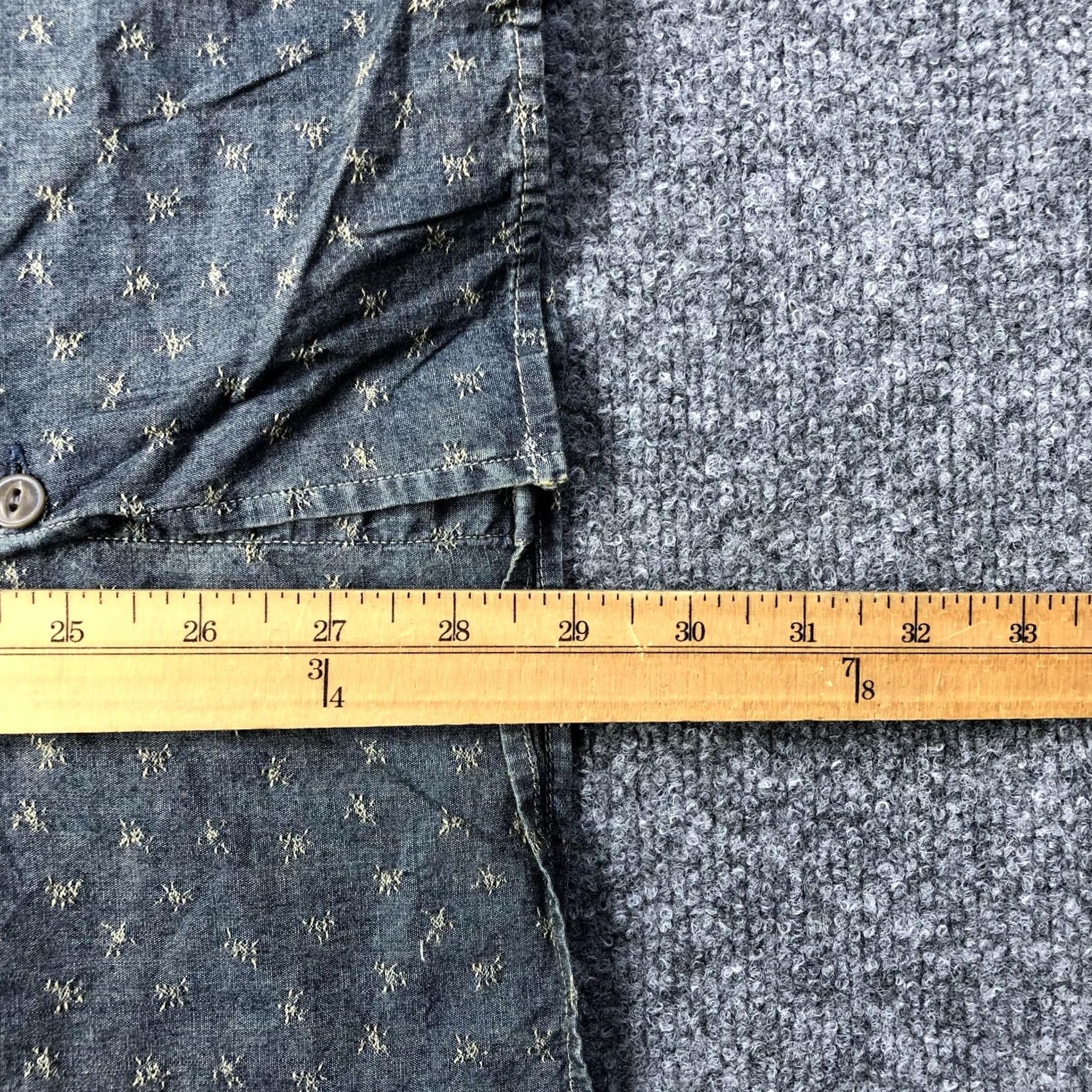 Allsaints AllSaints Shirt Mens Medium Blue Chambray Long Sleeve Button Up Embroidered Size US M / EU 48-50 / 2 - 3 Thumbnail